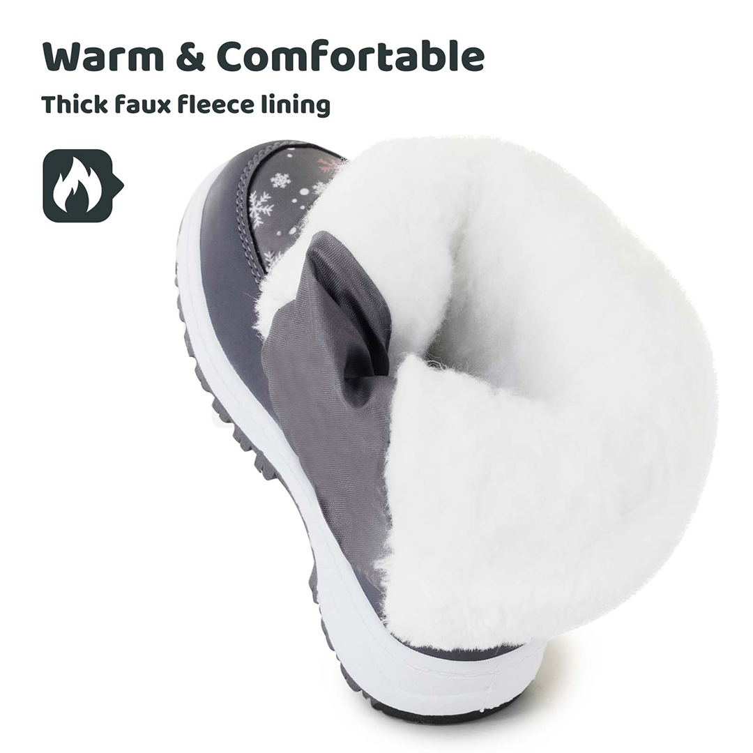 Apakowa Girls Water Resistance Snow Boots with Side Zipper for Toddler/Little Kid-FXJFSZK-H8322-gray