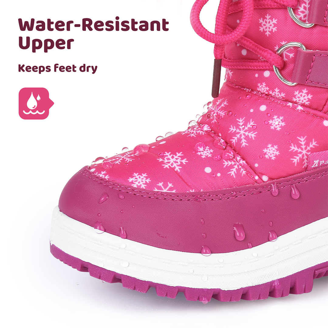 Apakowa Girls Water Resistance Snow Boots with Side Zipper for Toddler/Little Kid-FXJFSZK-H8322-peach