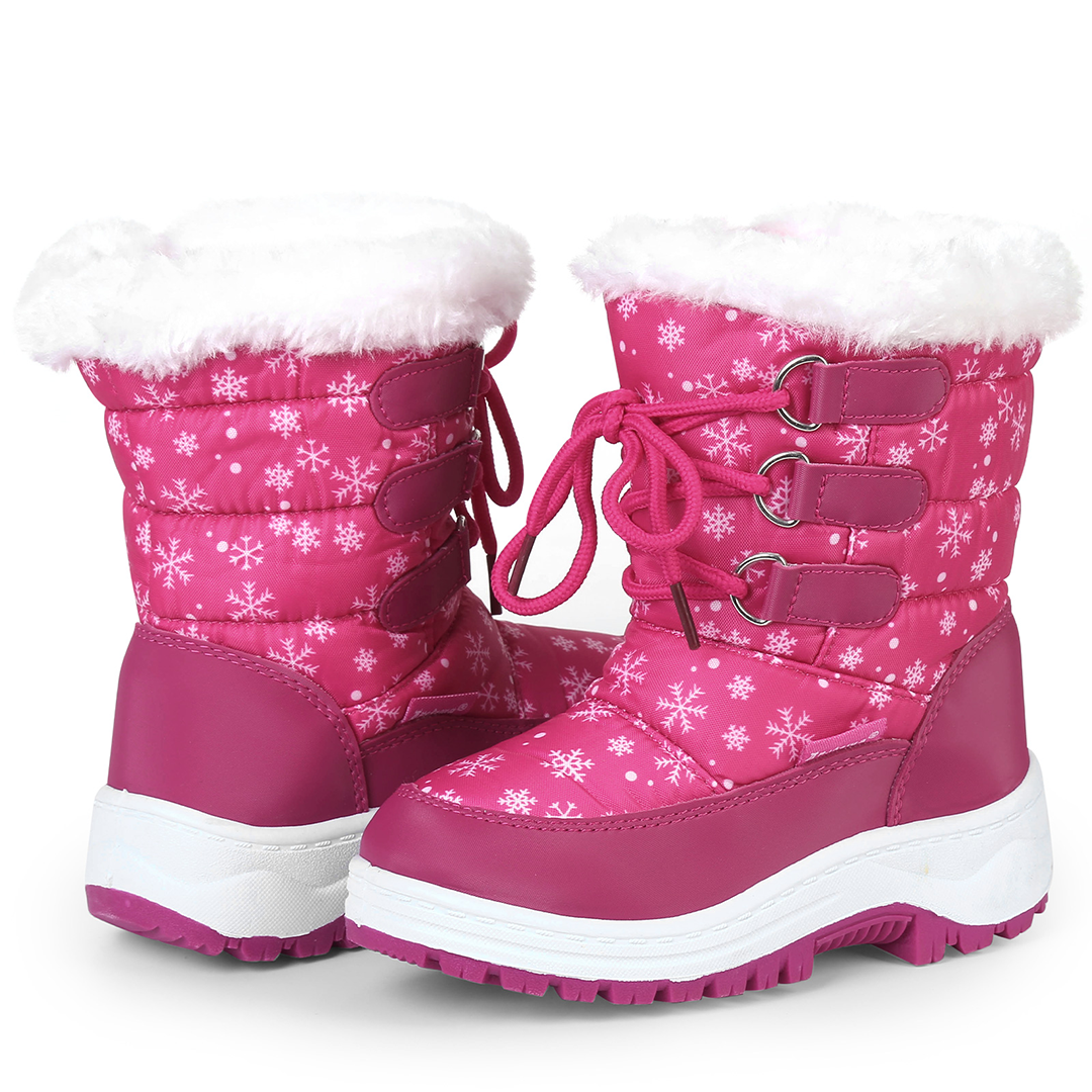 Apakowa Girls Water Resistance Snow Boots with Side Zipper for Toddler/Little Kid-FXJFSZK-H8322-peach