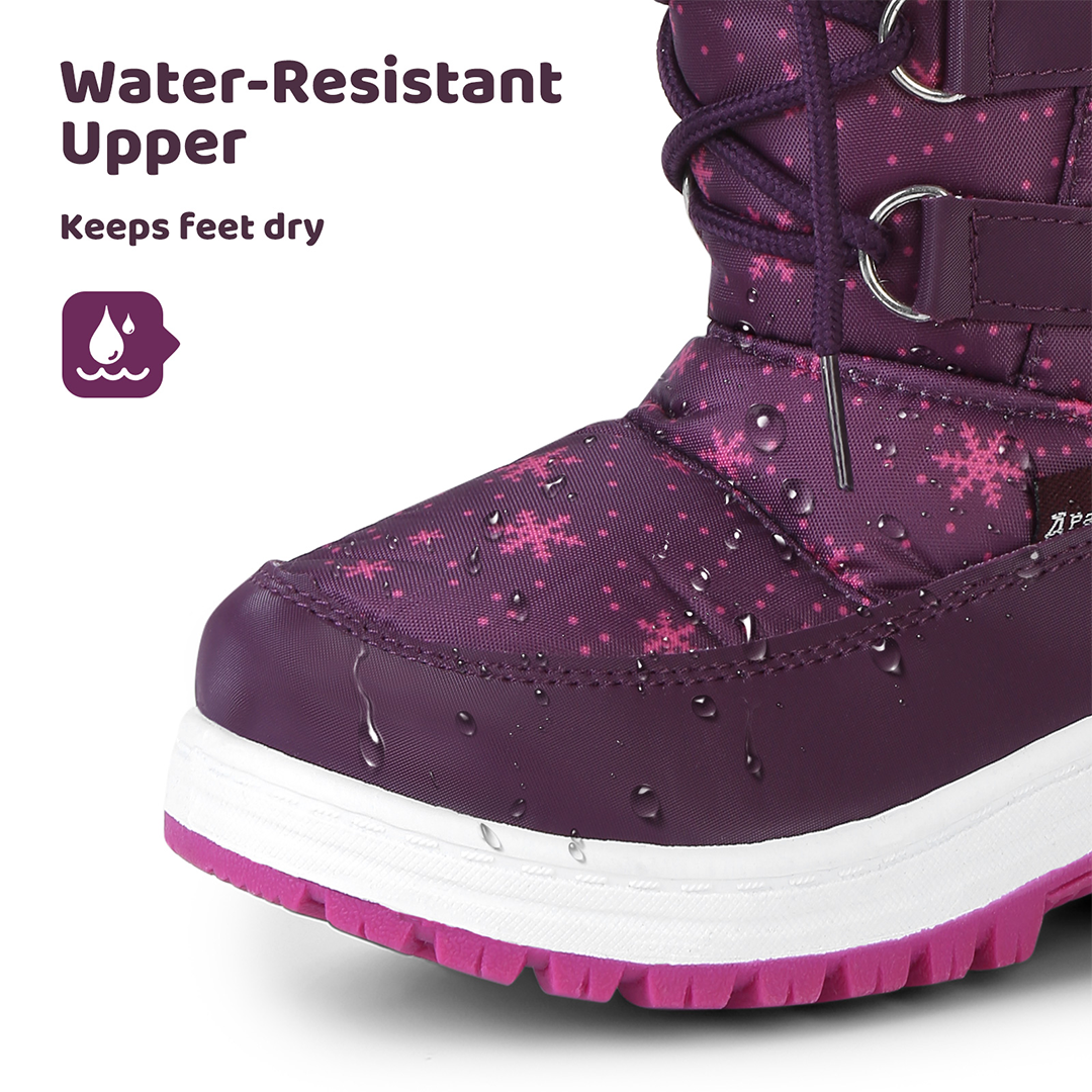 Apakowa Girls Water Resistance Snow Boots with Side Zipper for Toddler/Little Kid-FXJFSZK-H8322-purple