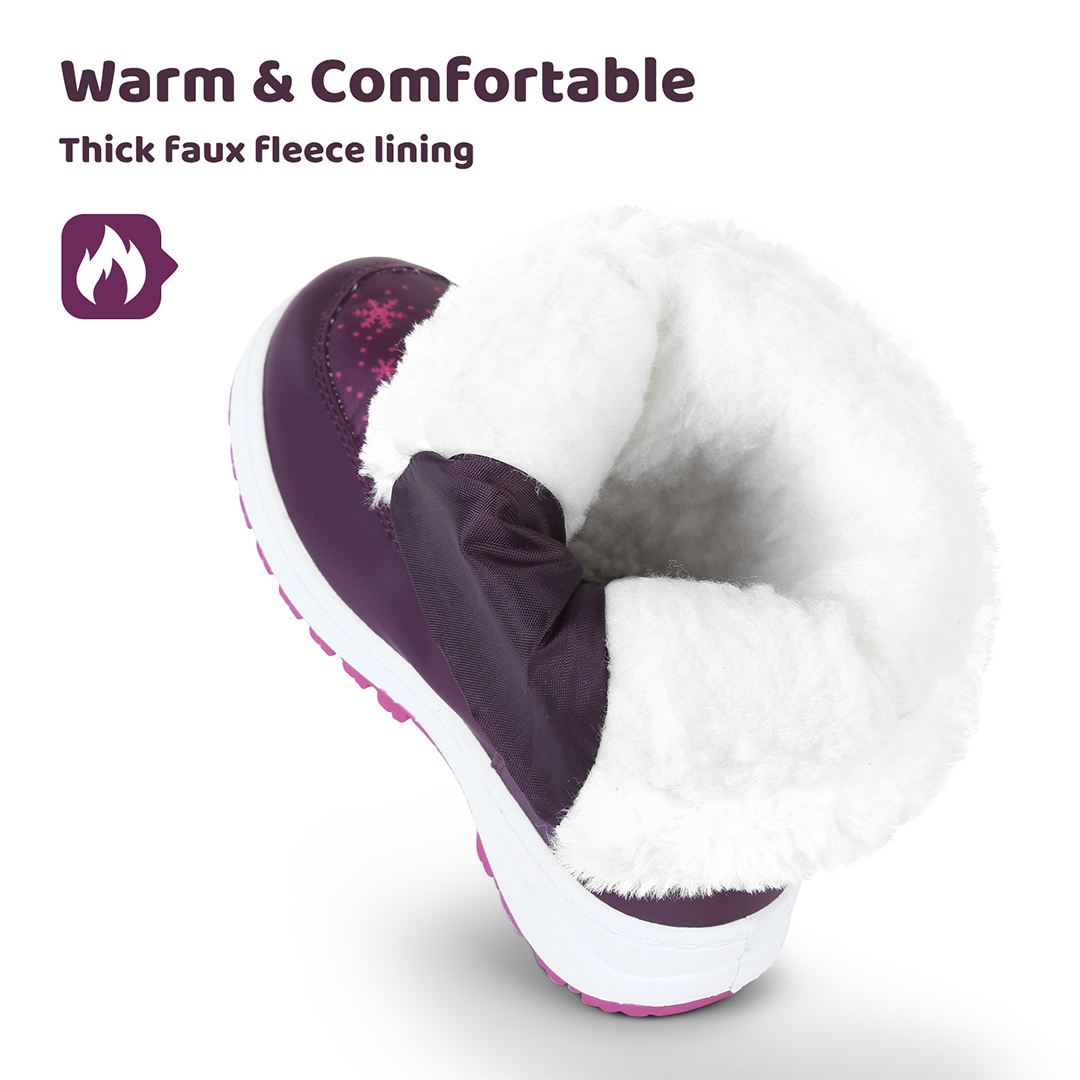 Apakowa Girls Water Resistance Snow Boots with Side Zipper for Toddler/Little Kid-FXJFSZK-H8322-purple