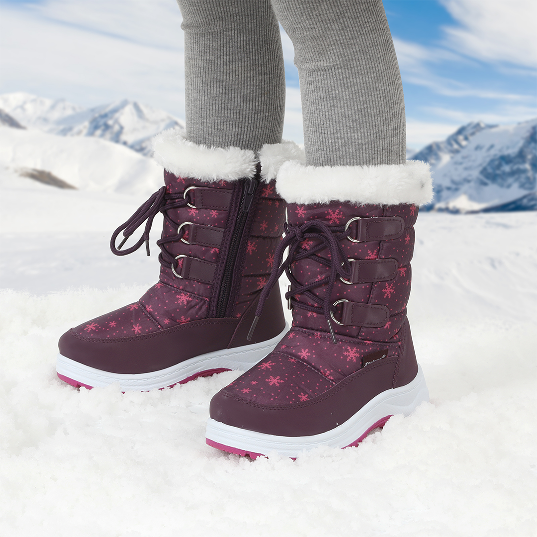 Apakowa Girls Water Resistance Snow Boots with Side Zipper for Toddler/Little Kid-FXJFSZK-H8322-purple