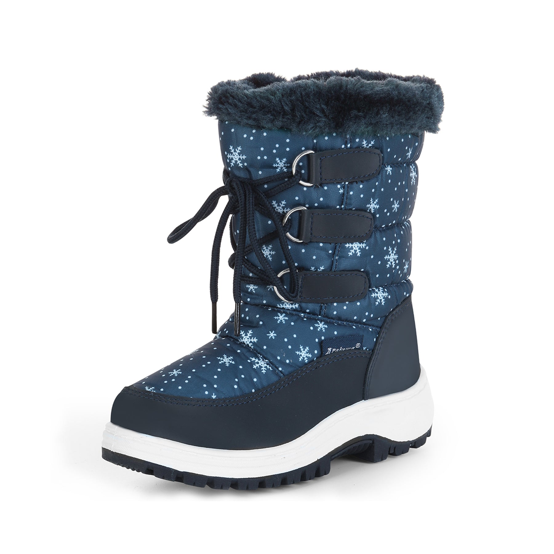 Apakowa Girls Water Resistance Snow Boots with Side Zipper for Toddler/Little Kid-FXJFSZK-H8322-blue