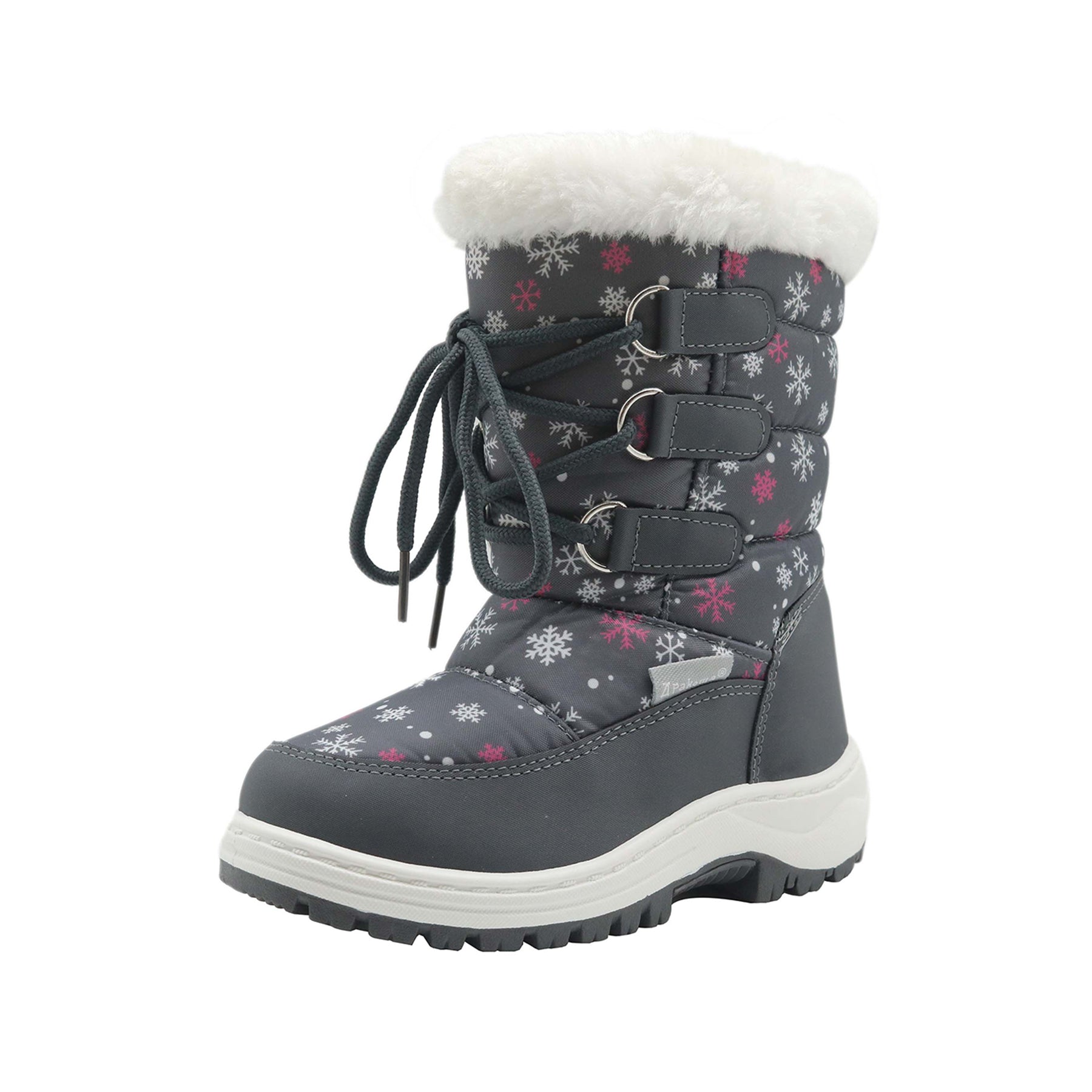 Apakowa Girls Water Resistance Snow Boots with Side Zipper for Toddler/Little Kid-FXJFSZK-H8322-gray