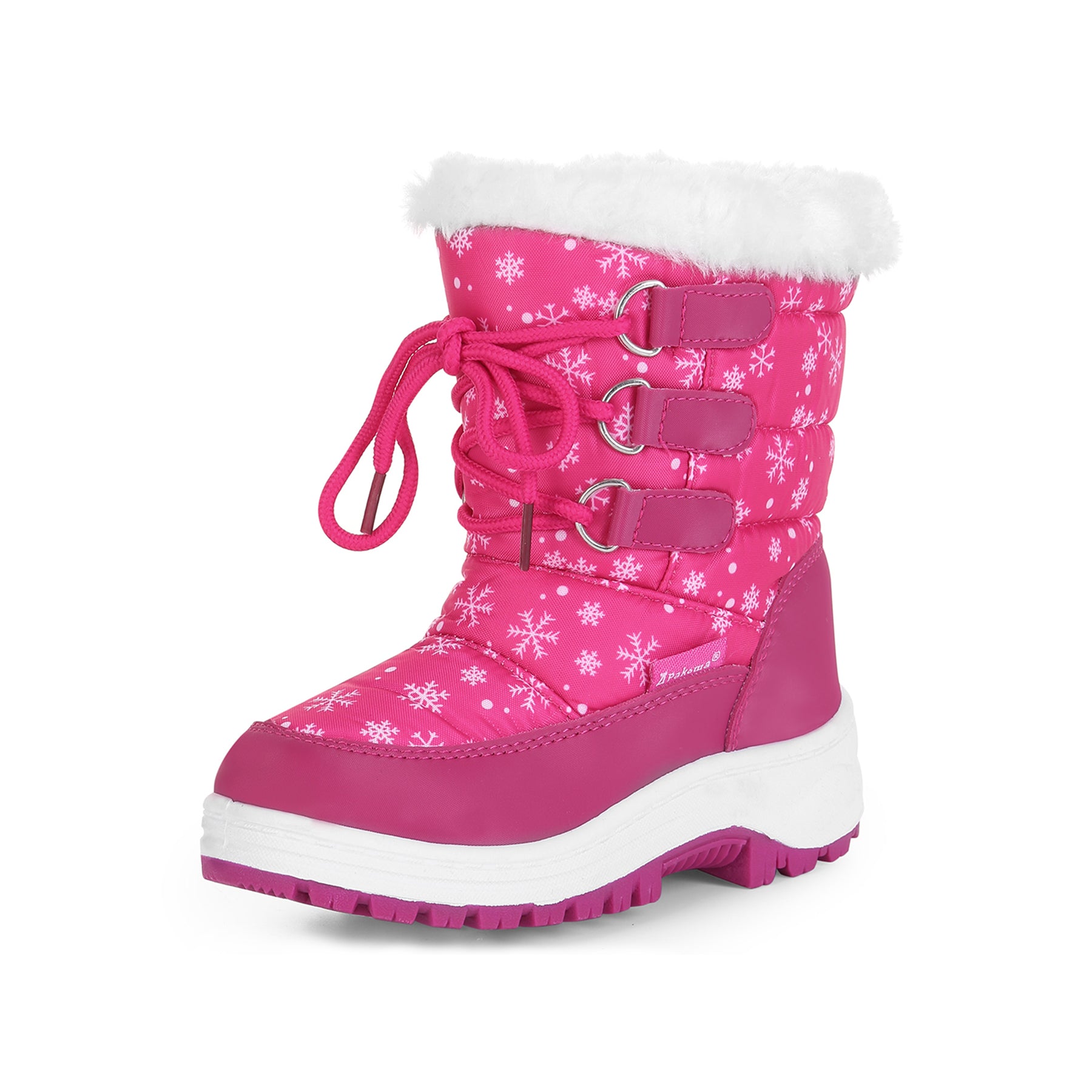 Apakowa Girls Water Resistance Snow Boots with Side Zipper for Toddler/Little Kid-FXJFSZK-H8322-peach