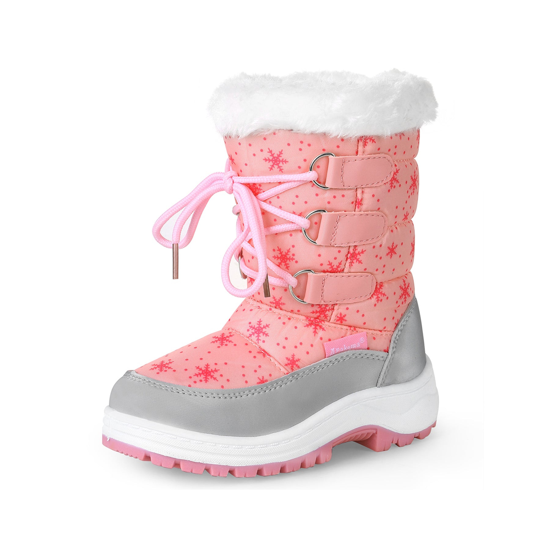 Apakowa Girls Water Resistance Snow Boots with Side Zipper for Toddler/Little Kid-FXJFSZK-H8322-pink