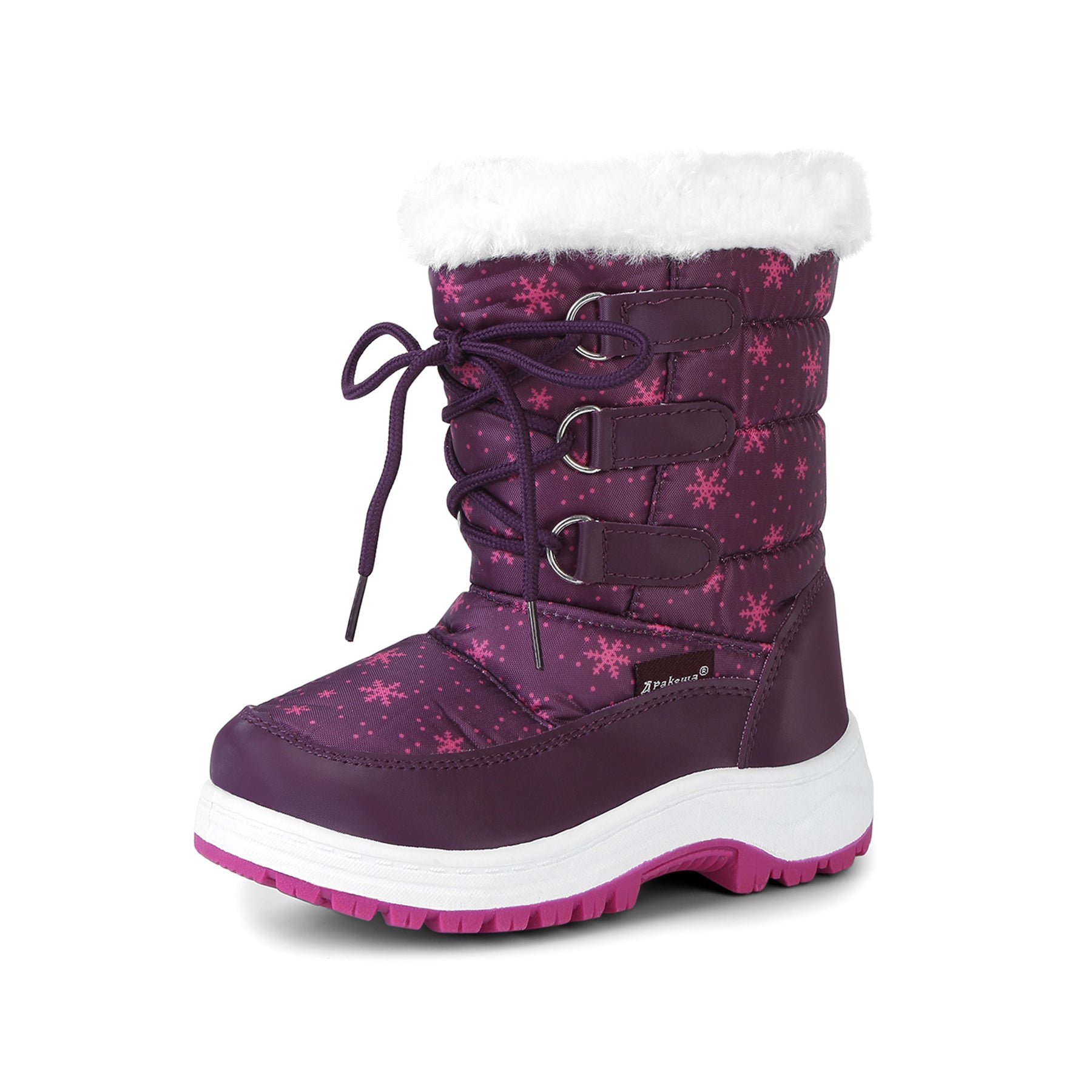 Apakowa Girls Water Resistance Snow Boots with Side Zipper for Toddler/Little Kid-FXJFSZK-H8322-purple