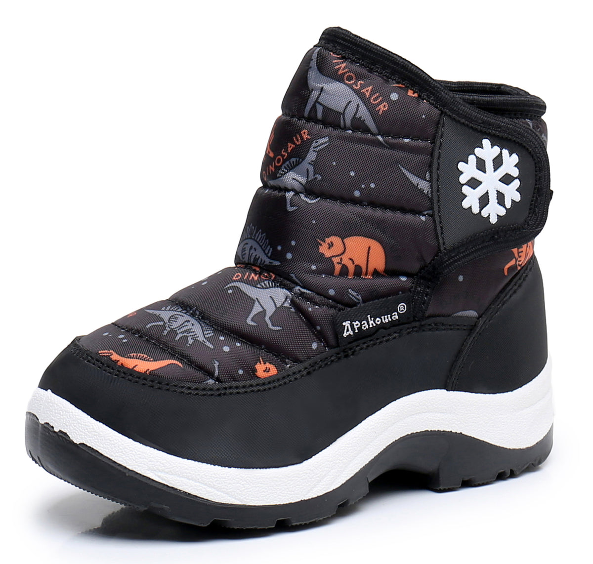 Blikcon Boys Girls Snow Boots Water Resistance Cold Weather Winter Boots-HDL010-BlackDinosaur