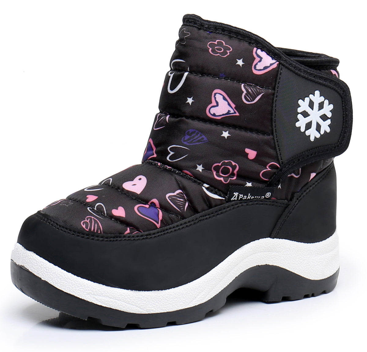 Blikcon Boys Girls Snow Boots Water Resistance Cold Weather Winter Boots-HDL010-BlackHeart