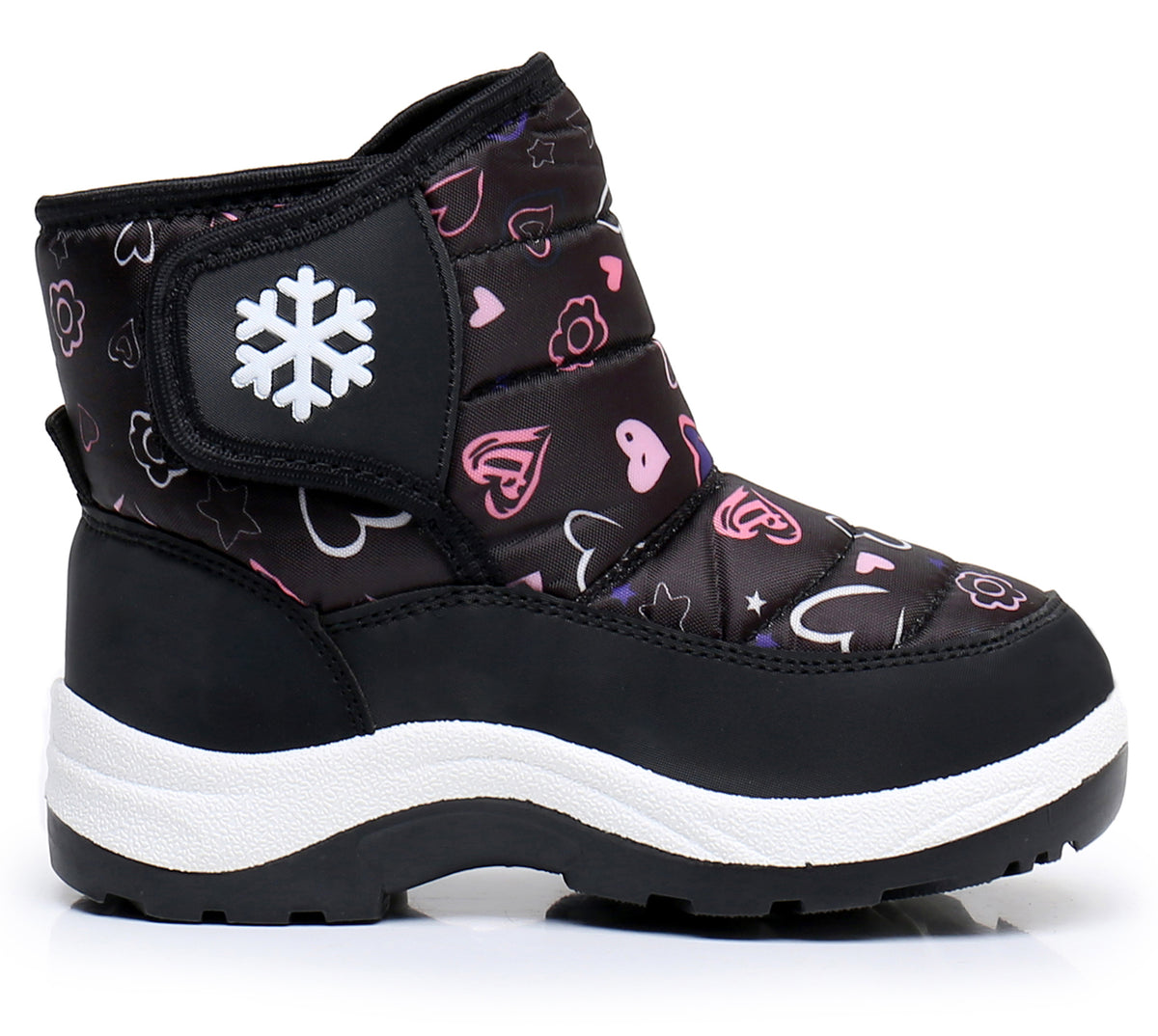 Blikcon Boys Girls Snow Boots Water Resistance Cold Weather Winter Boots-HDL010-BlackHeart