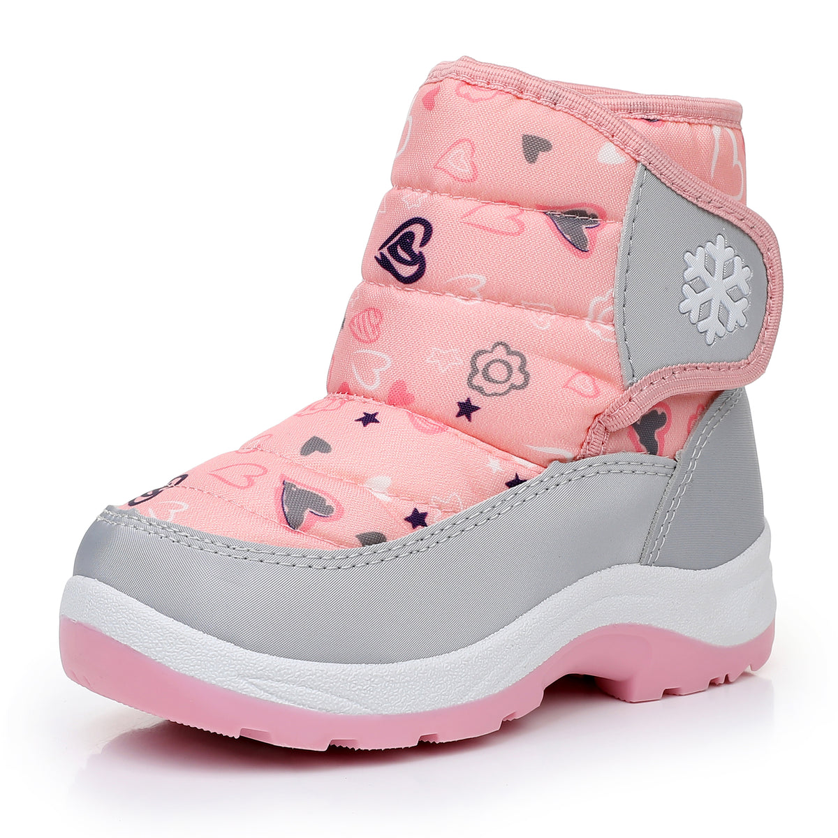 Blikcon Boys Girls Snow Boots Water Resistance Cold Weather Winter Boots-HDL010-Pink