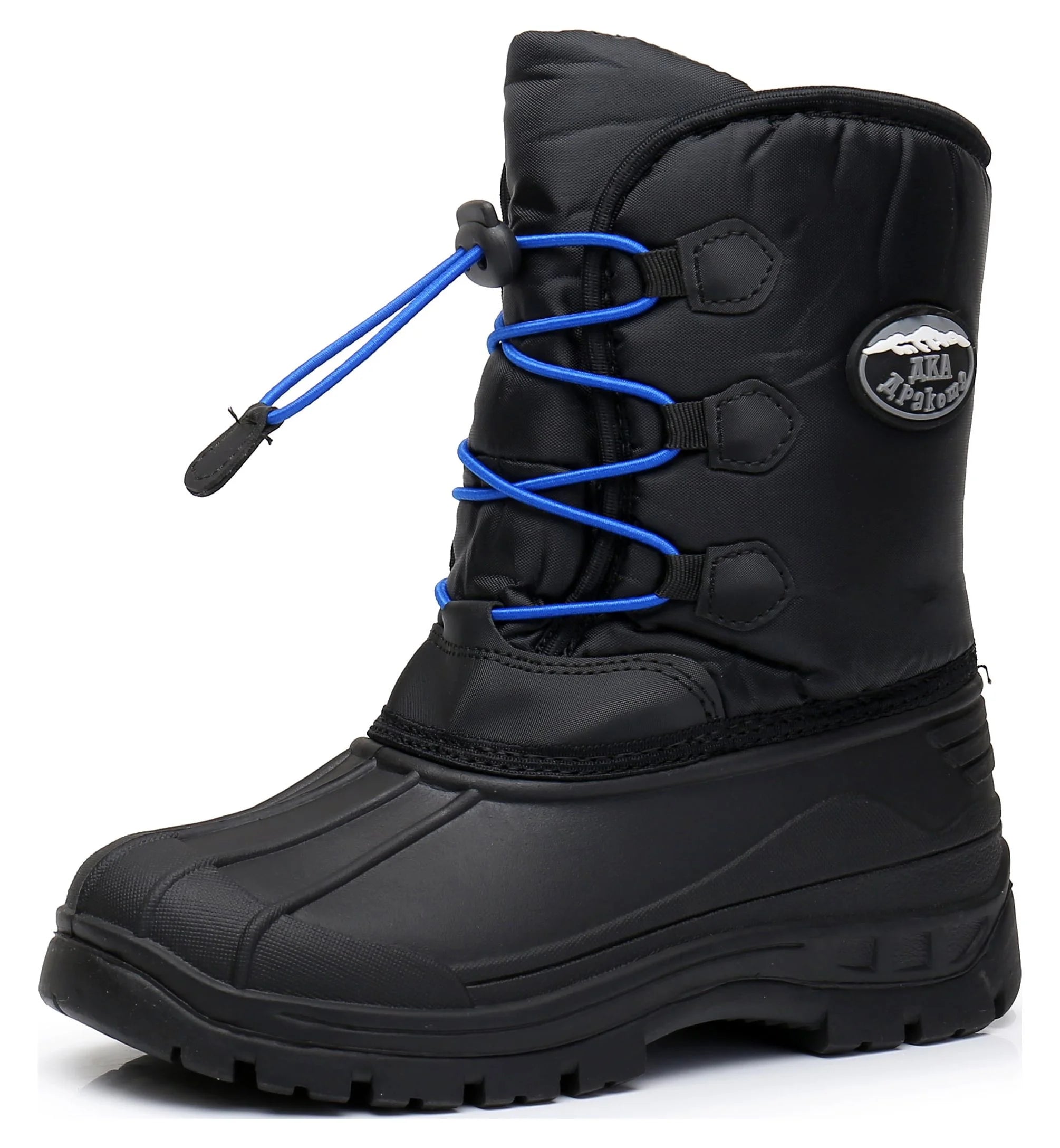 Apakowa Kids Boys Winter Snow Boots Insulated Watetproof Boys Winter Boots(Little Kid/Big Kid)-HDL019-Black/Blue