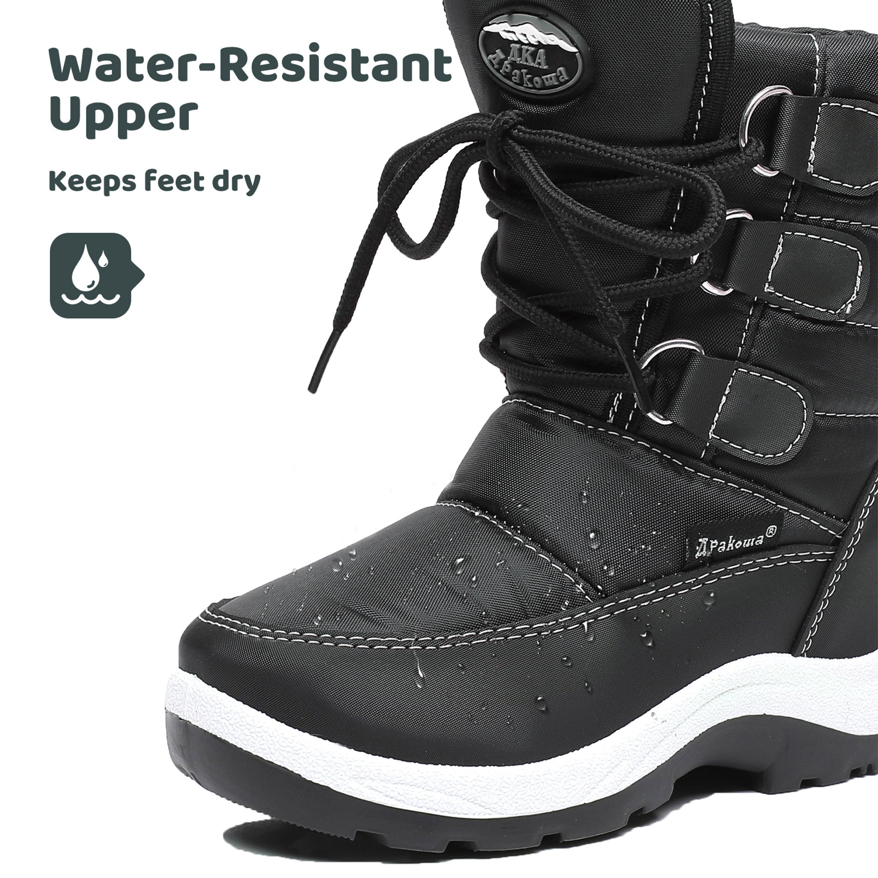 Apakowa Boys Water Resistance Snow Boots for Toddler/Little Kid-FXJFSZK-HDL020-Black