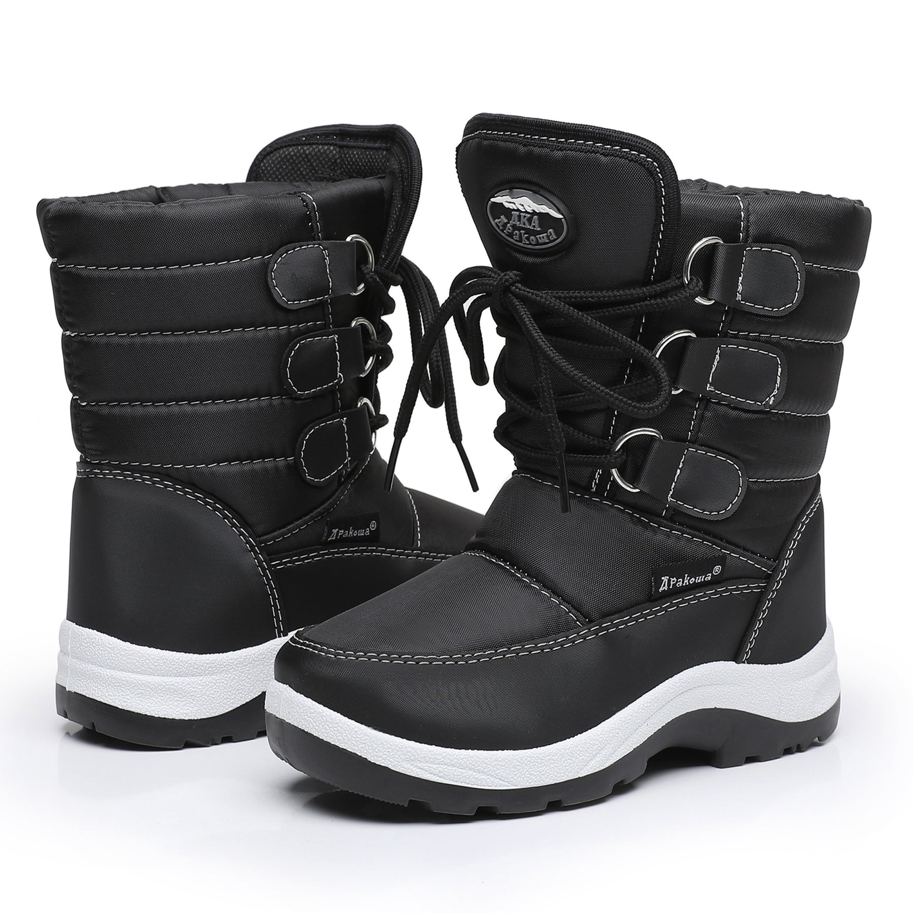 Apakowa Boys Water Resistance Snow Boots for Toddler/Little Kid-FXJFSZK-HDL020-Black