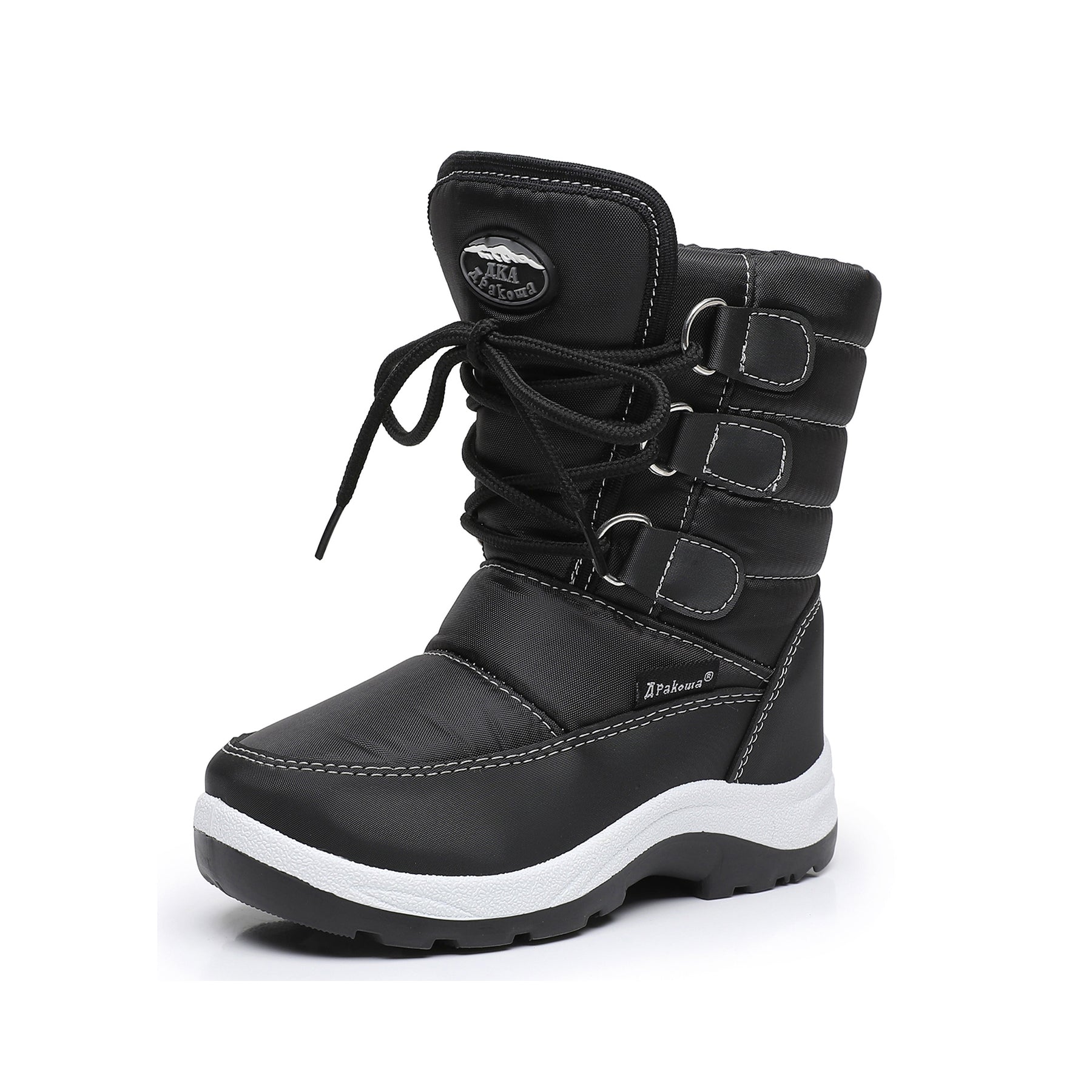 Apakowa Boys Water Resistance Snow Boots for Toddler/Little Kid-FXJFSZK-HDL020-Black