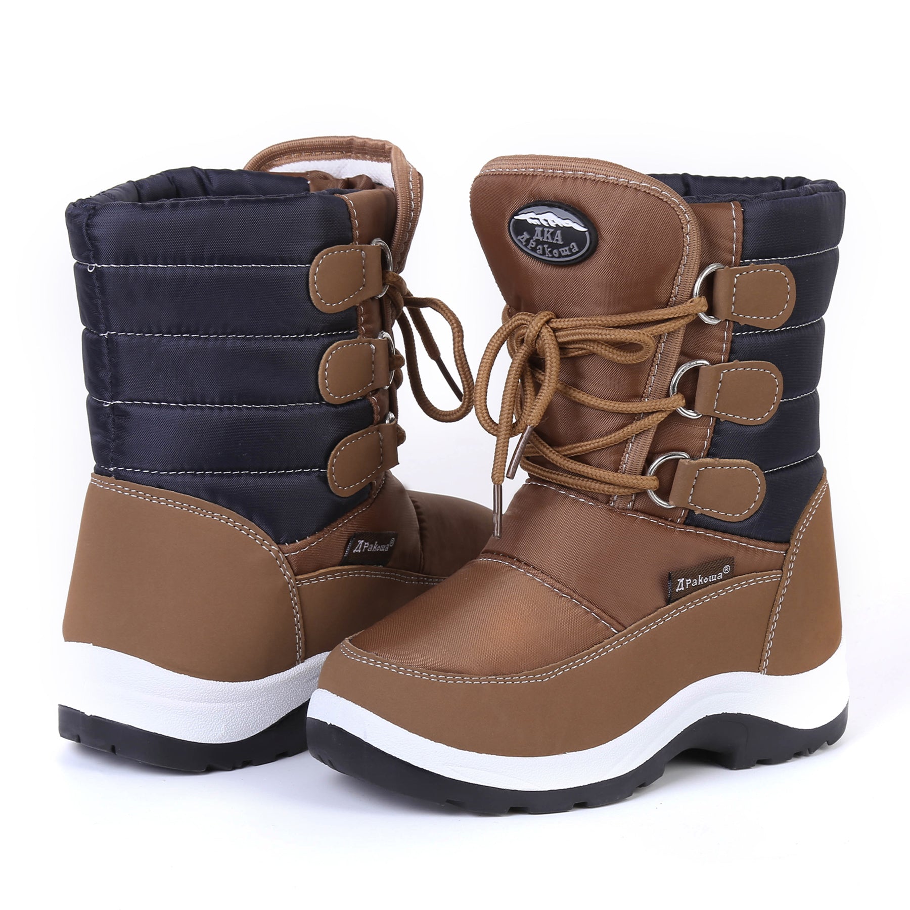 Apakowa Boys Water Resistance Snow Boots for Toddler/Little Kid-FXJFSZK-HDL020-Brown