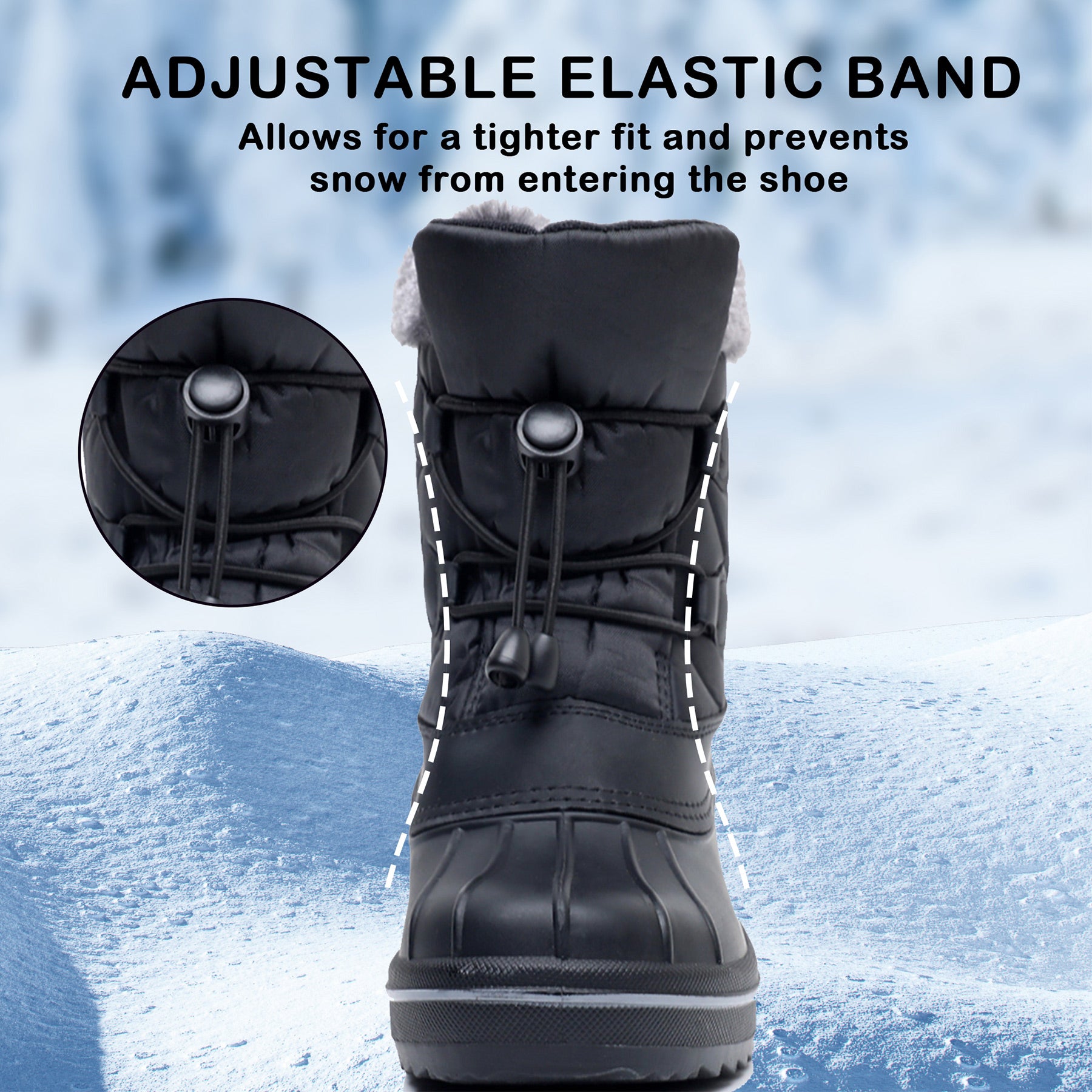 Apakowa Boys Girls Snow Boots Outdoor Slip Resistant Insulated Waterproof Winter Snow Boots (Toddler/Little Kid/Big Kid)-HDL578-Black