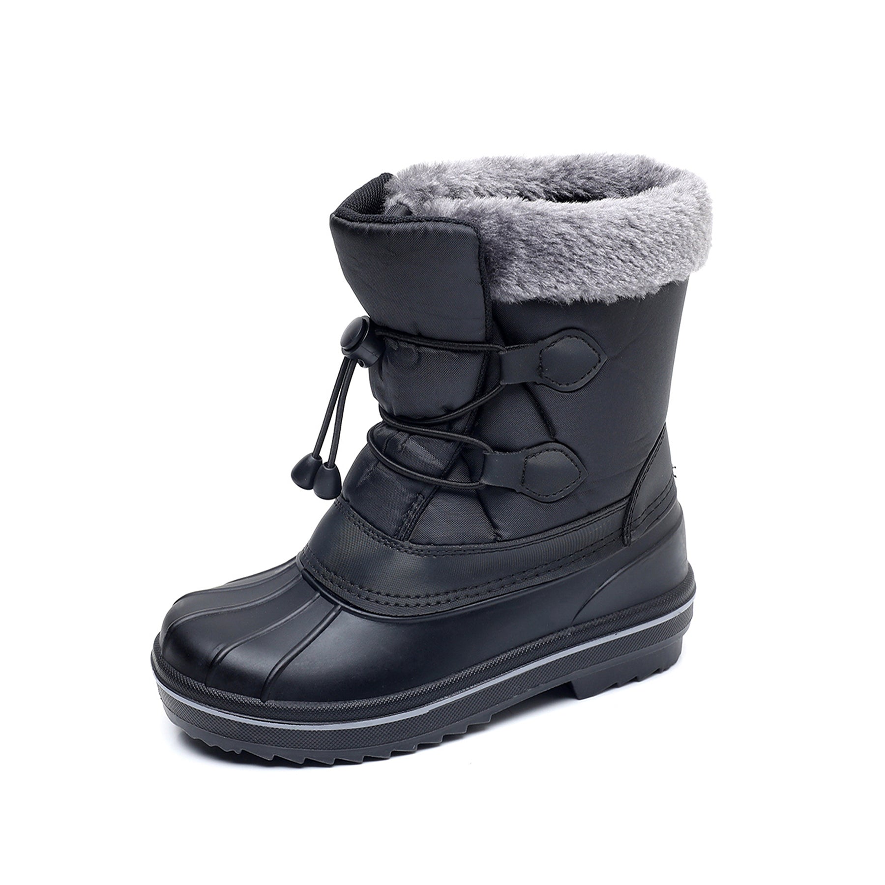 Apakowa Boys Girls Snow Boots Outdoor Slip Resistant Insulated Waterproof Winter Snow Boots (Toddler/Little Kid/Big Kid)-HDL578-Black