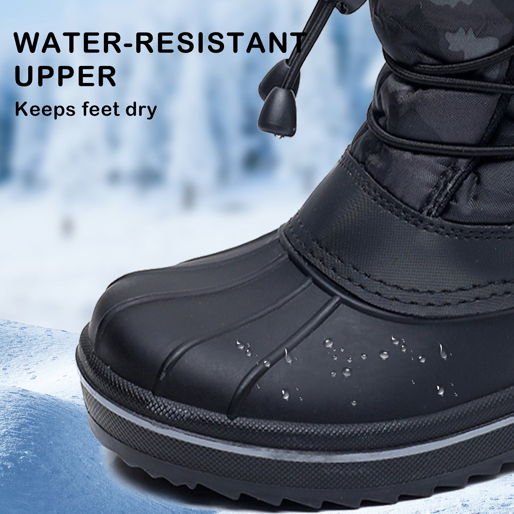 Apakowa Boys Girls Snow Boots Outdoor Slip Resistant Insulated Waterproof Winter Snow Boots (Toddler/Little Kid/Big Kid)-HDL578-BlackGrey