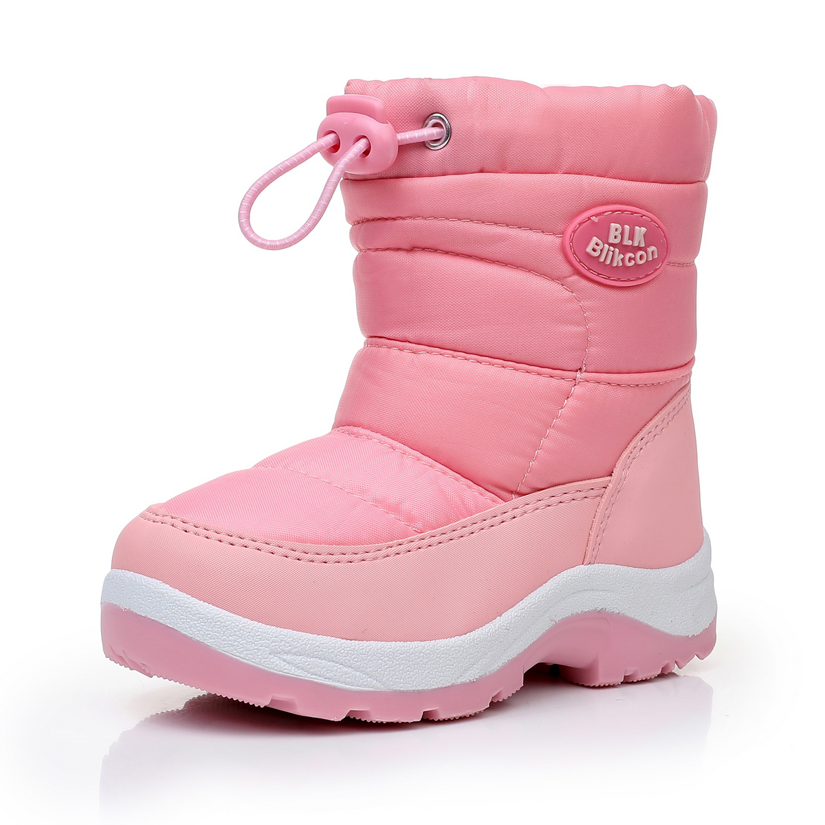 Blikcon Boys Girls Snow Boots Slip Resistant Waterproof Winter Boots (Toddler/Little Kid)-BLK-H0326-PinkPeach