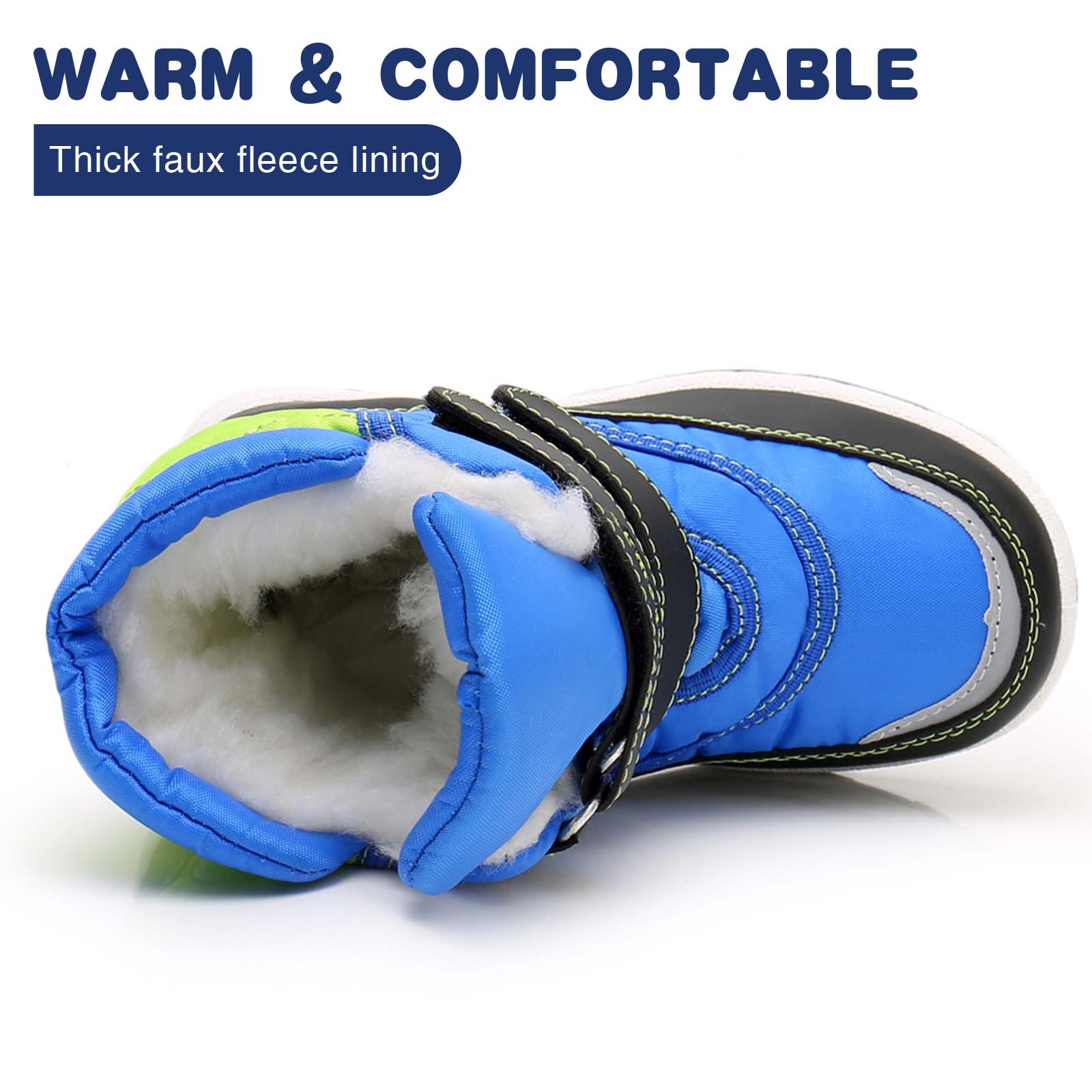 Apakowa Boys Water-resistant Snow Bootswith Hook & Loop for Toddler/Little Kid-H3305-Rblue