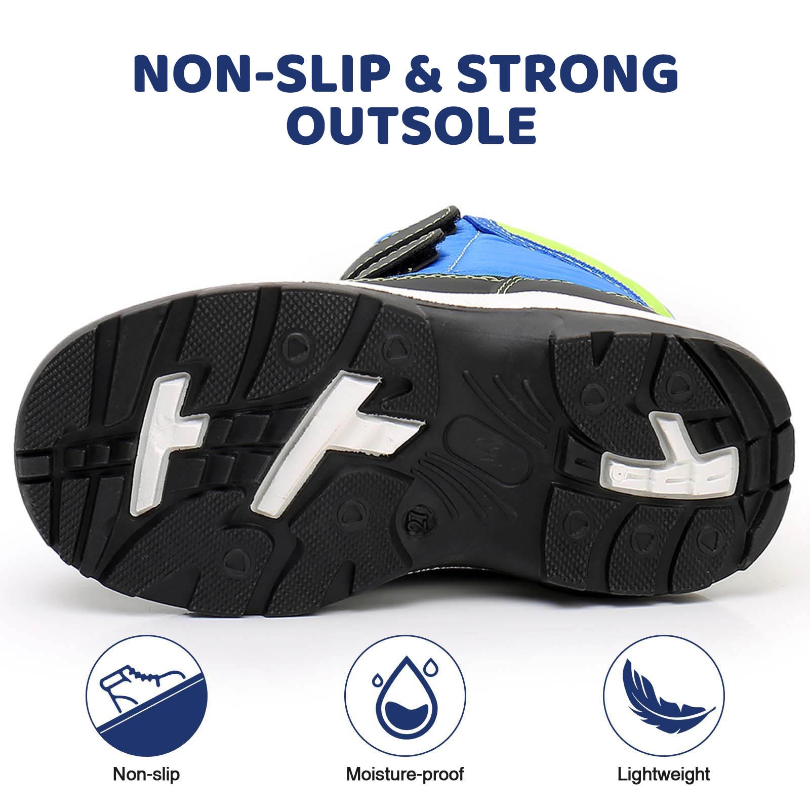 Apakowa Boys Water-resistant Snow Bootswith Hook & Loop for Toddler/Little Kid-H3305-Rblue