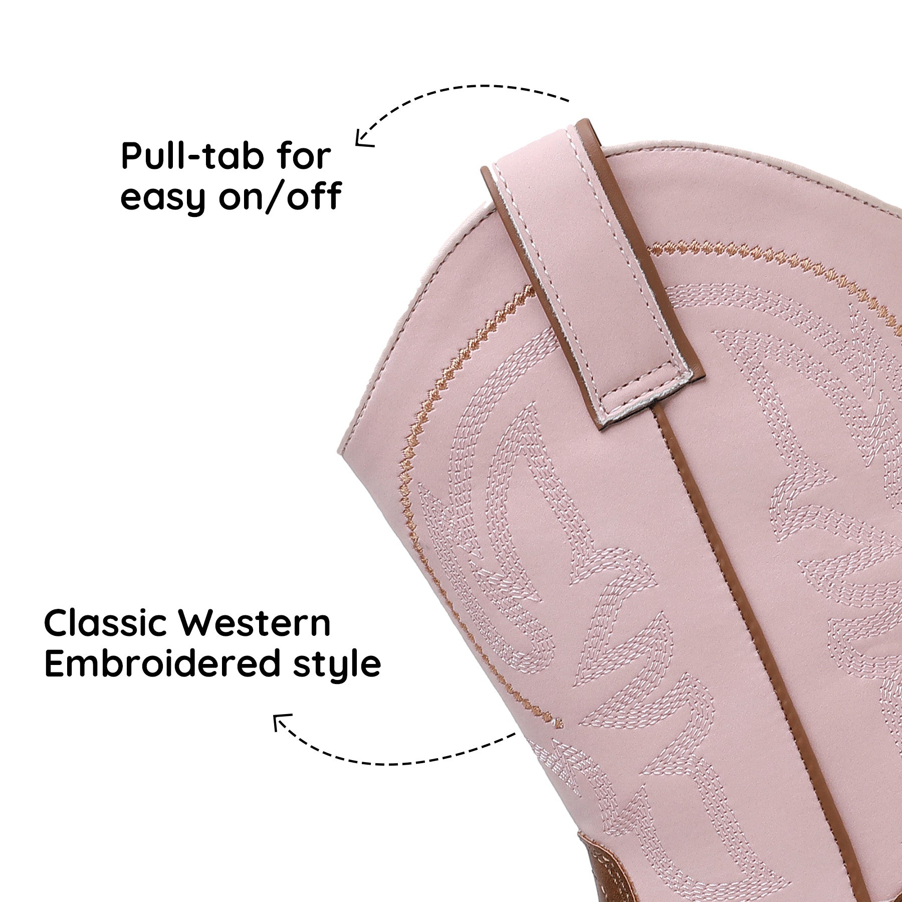 Apakowa Kids Boys Girls Square Toe Cowboy Boots-RF827-PinkBrown