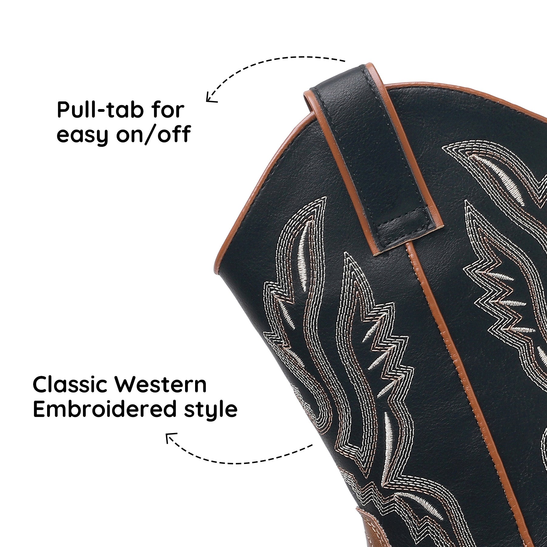 Apakowa Kids Boys Girls Square Toe Cowboy Boots-RF917-BlackBrown