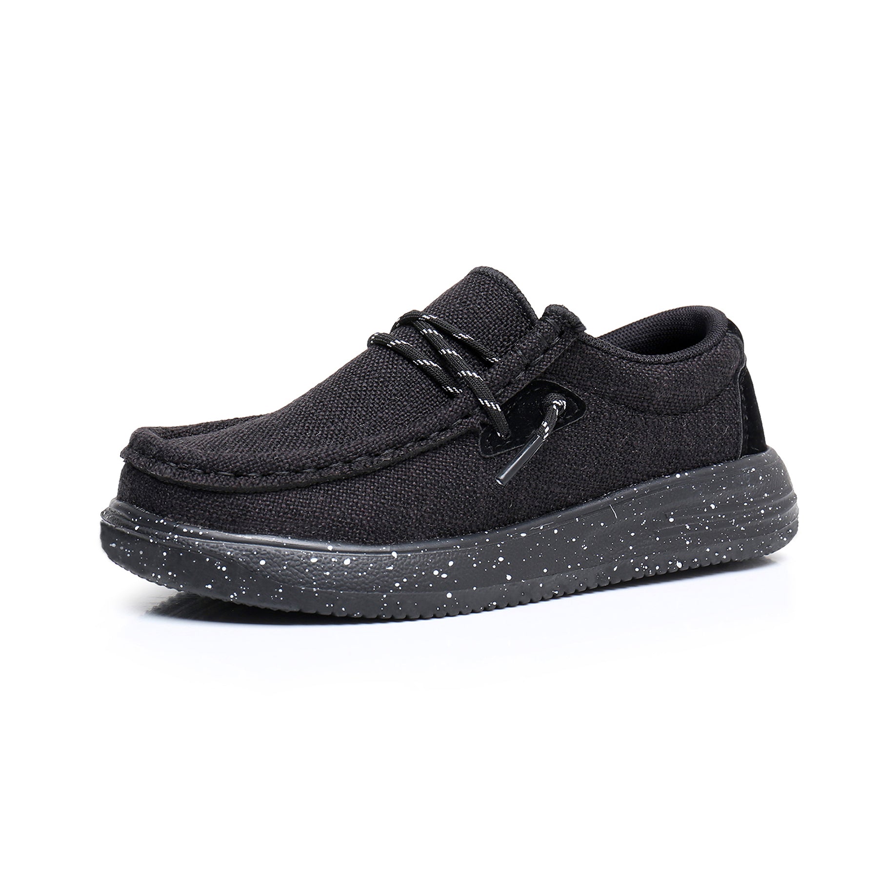 Apakowa Kids Boys Girls Loafers Slip-On Casual Walking Shoes-APA-XFQ325-Black