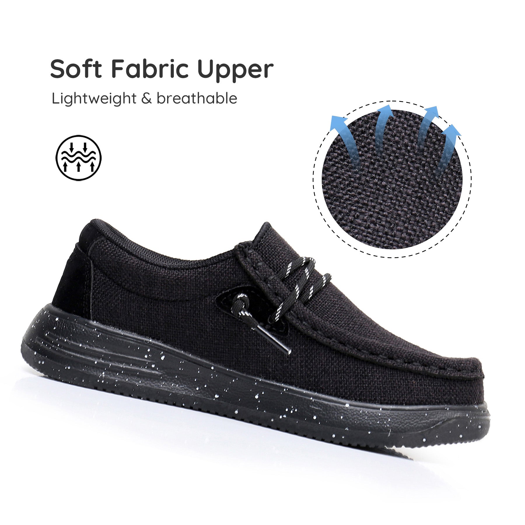 Apakowa Kids Boys Girls Loafers Slip-On Casual Walking Shoes-APA-XFQ325-Black