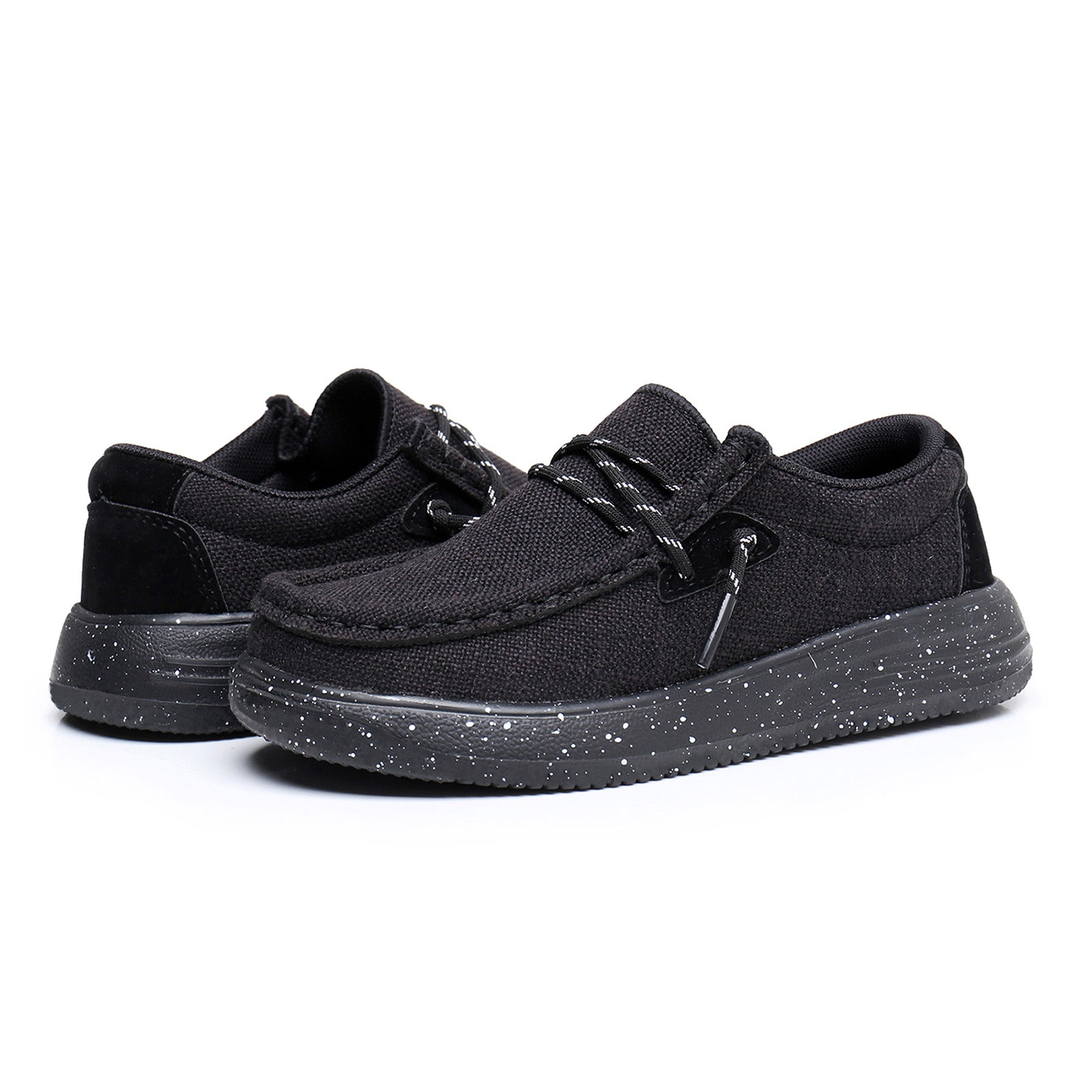 Apakowa Kids Boys Girls Loafers Slip-On Casual Walking Shoes-APA-XFQ325-Black