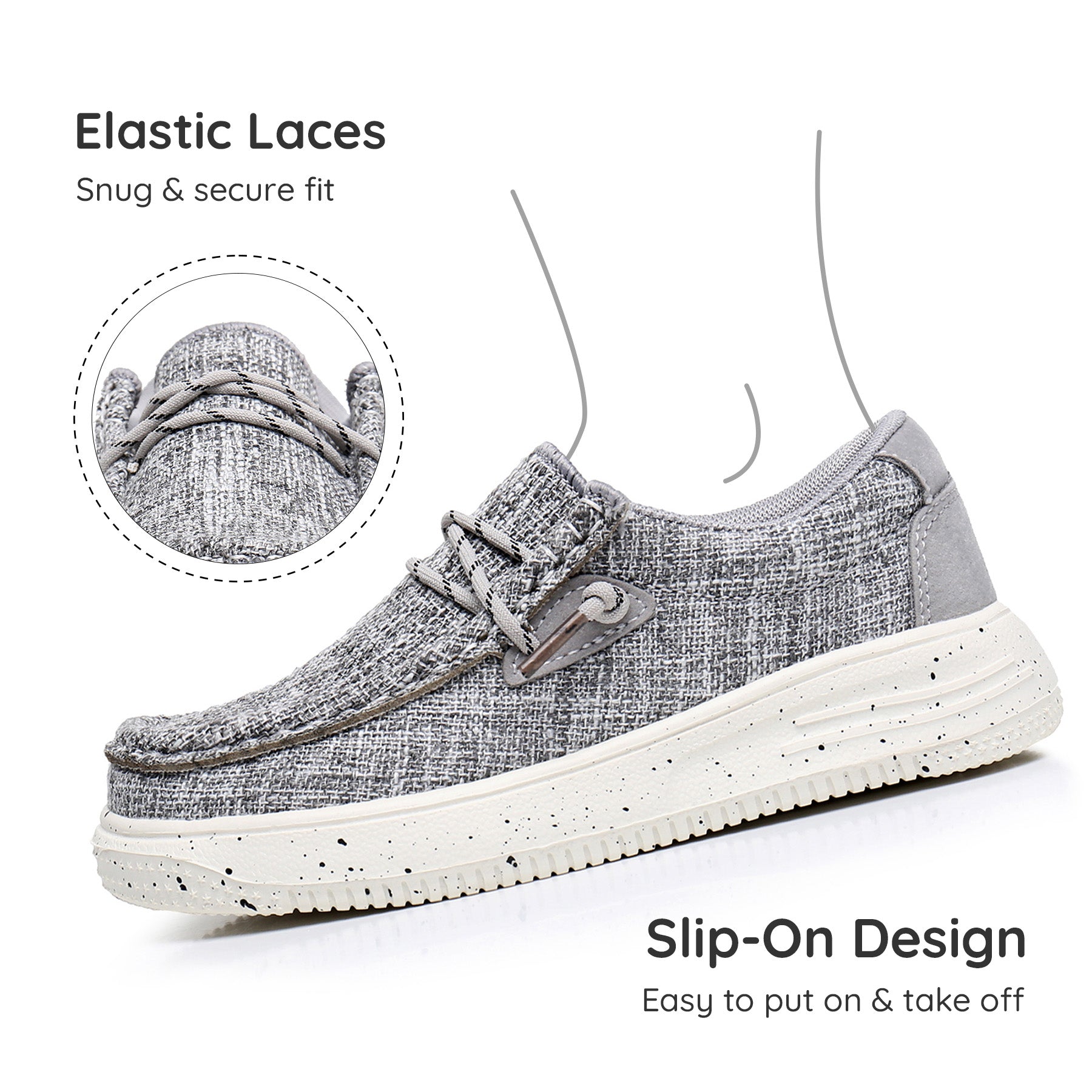 Apakowa Kids Boys Girls Loafers Slip-On Casual Walking Shoes-APA-XFQ325-Grey