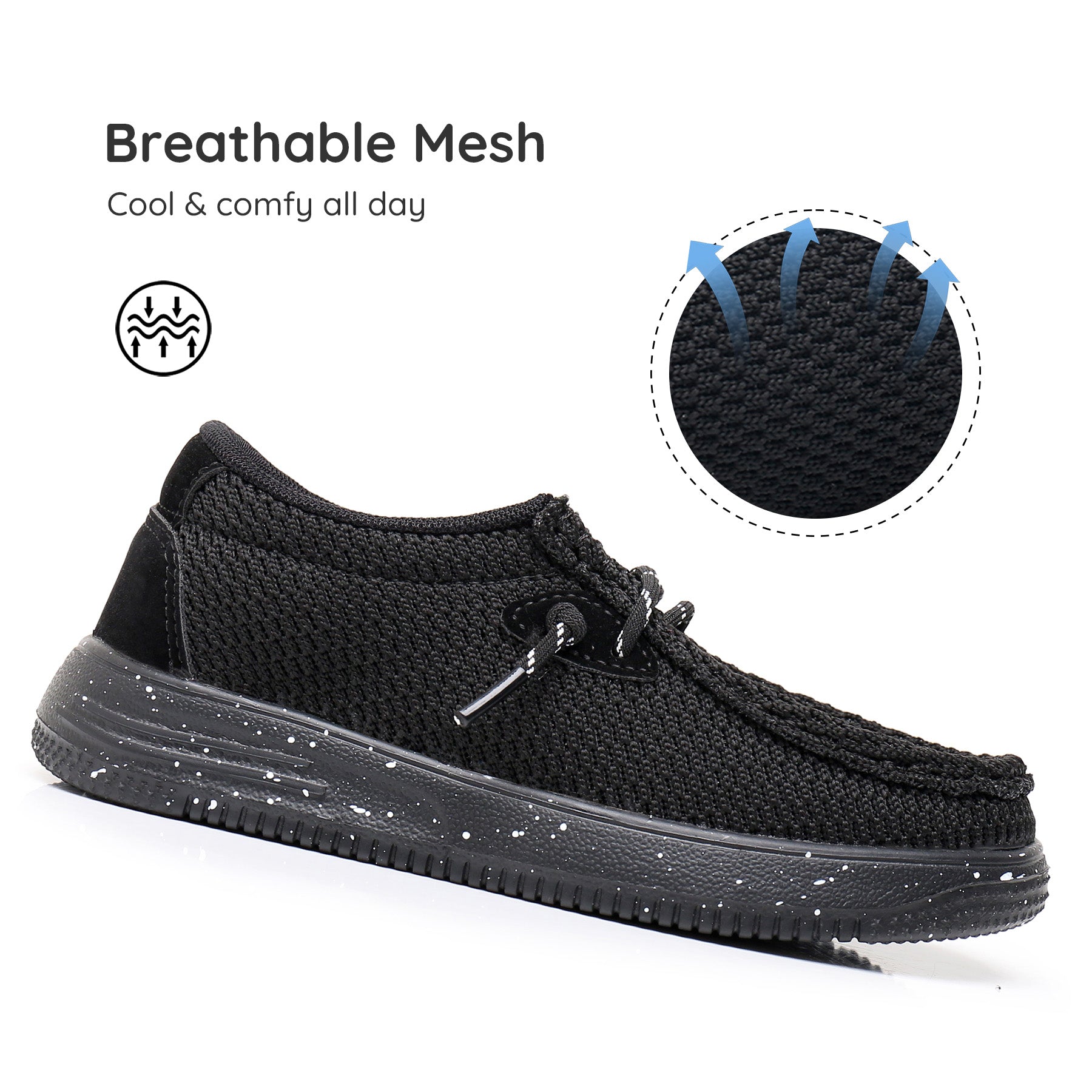 Apakowa Kids Boys Girls Loafers Slip-On Casual Walking Shoes-XFQ627-Black