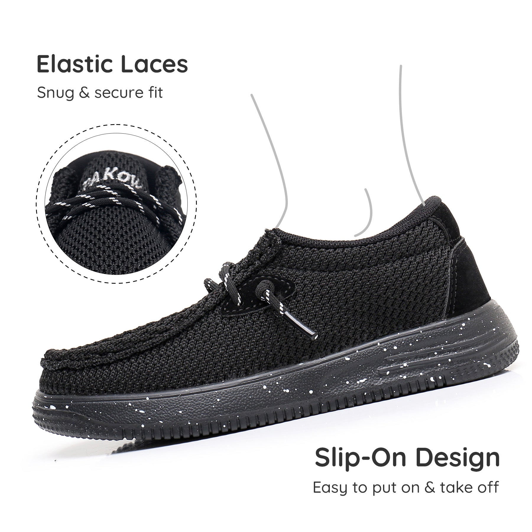 Apakowa Kids Boys Girls Loafers Slip-On Casual Walking Shoes-XFQ627-Black