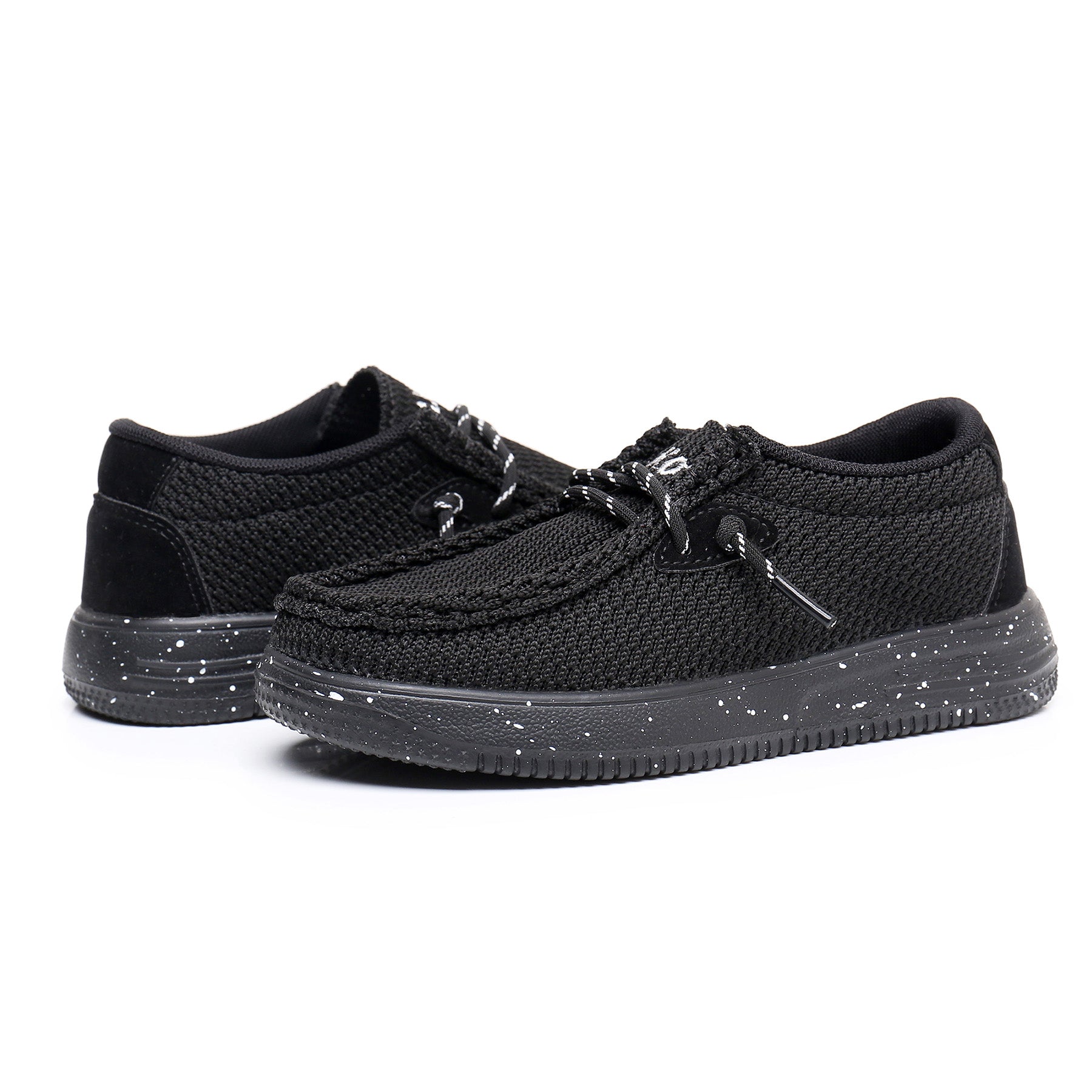 Apakowa Kids Boys Girls Loafers Slip-On Casual Walking Shoes-XFQ627-Black