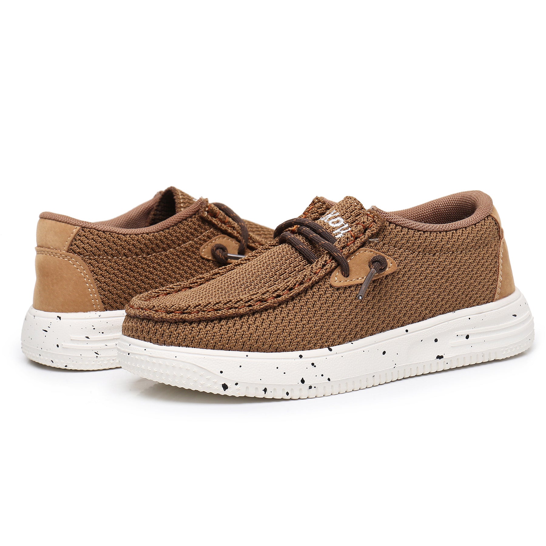 Apakowa Kids Boys Girls Loafers Slip-On Casual Walking Shoes-XFQ627-Brown