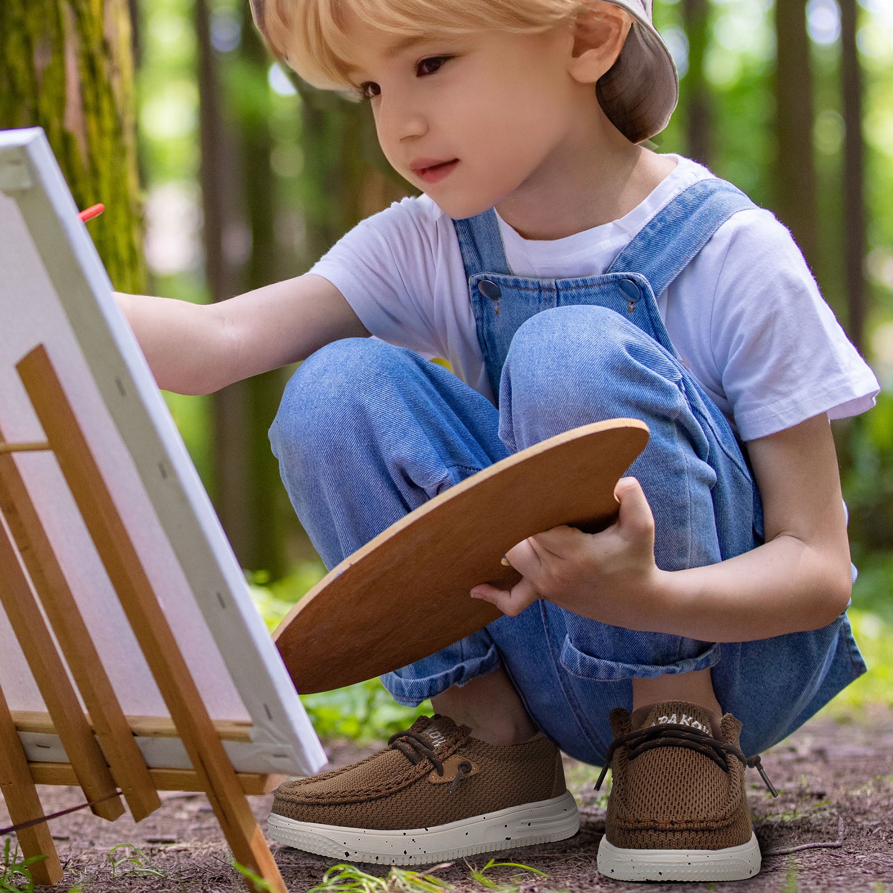 Apakowa Kids Boys Girls Loafers Slip-On Casual Walking Shoes-XFQ627-Brown