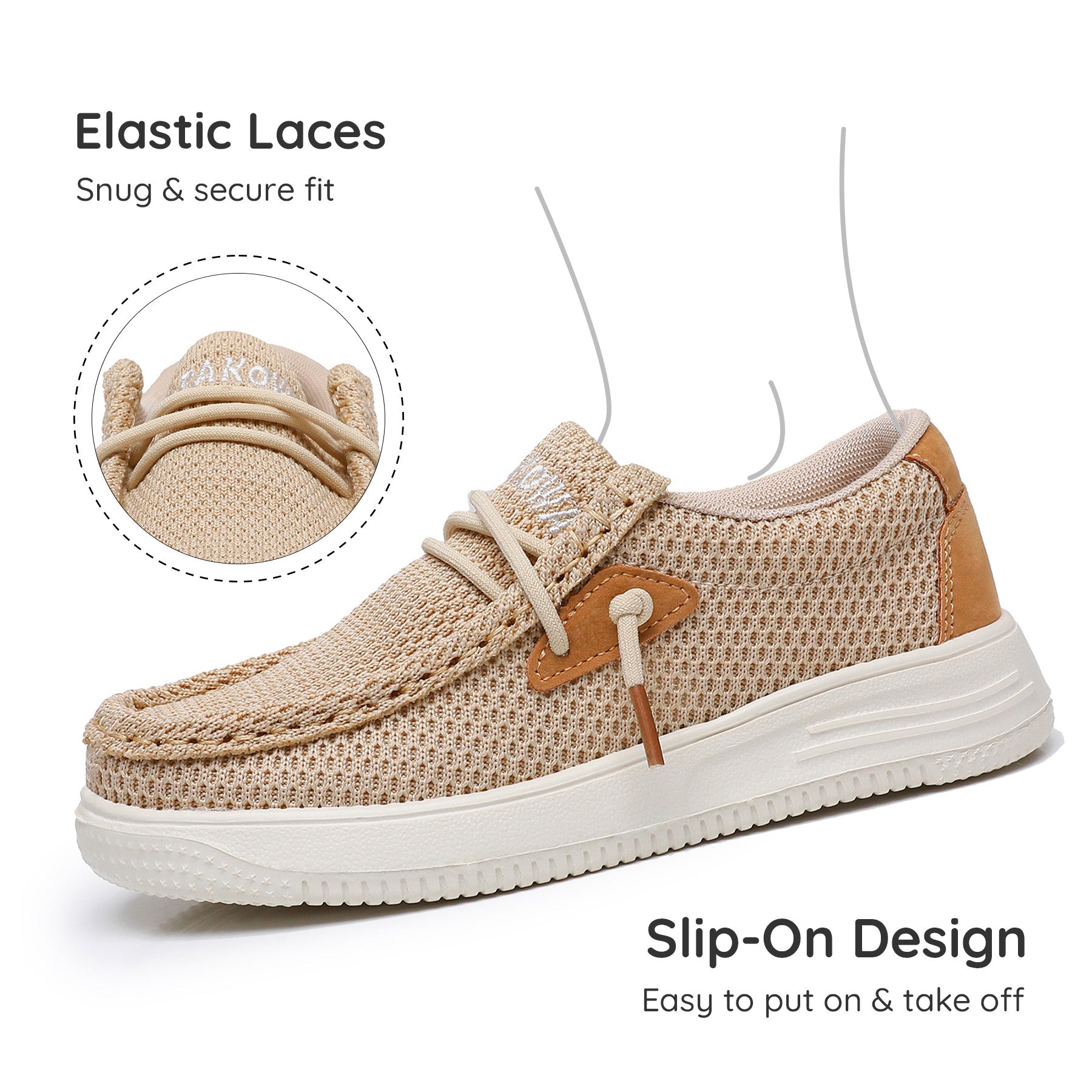 Apakowa Kids Boys Girls Loafers Slip-On Casual Walking Shoes-XFQ627-LightBrown