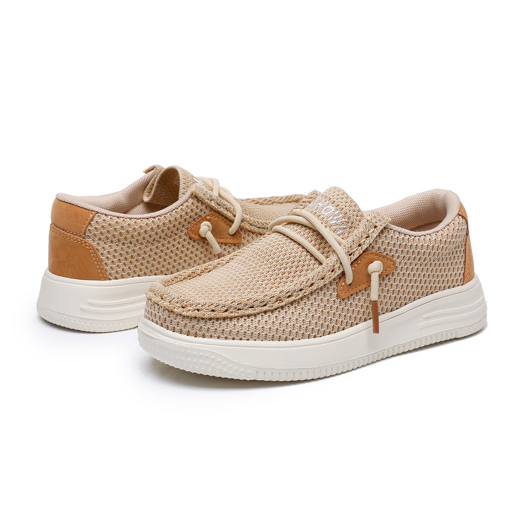 Apakowa Kids Boys Girls Loafers Slip-On Casual Walking Shoes-XFQ627-LightBrown