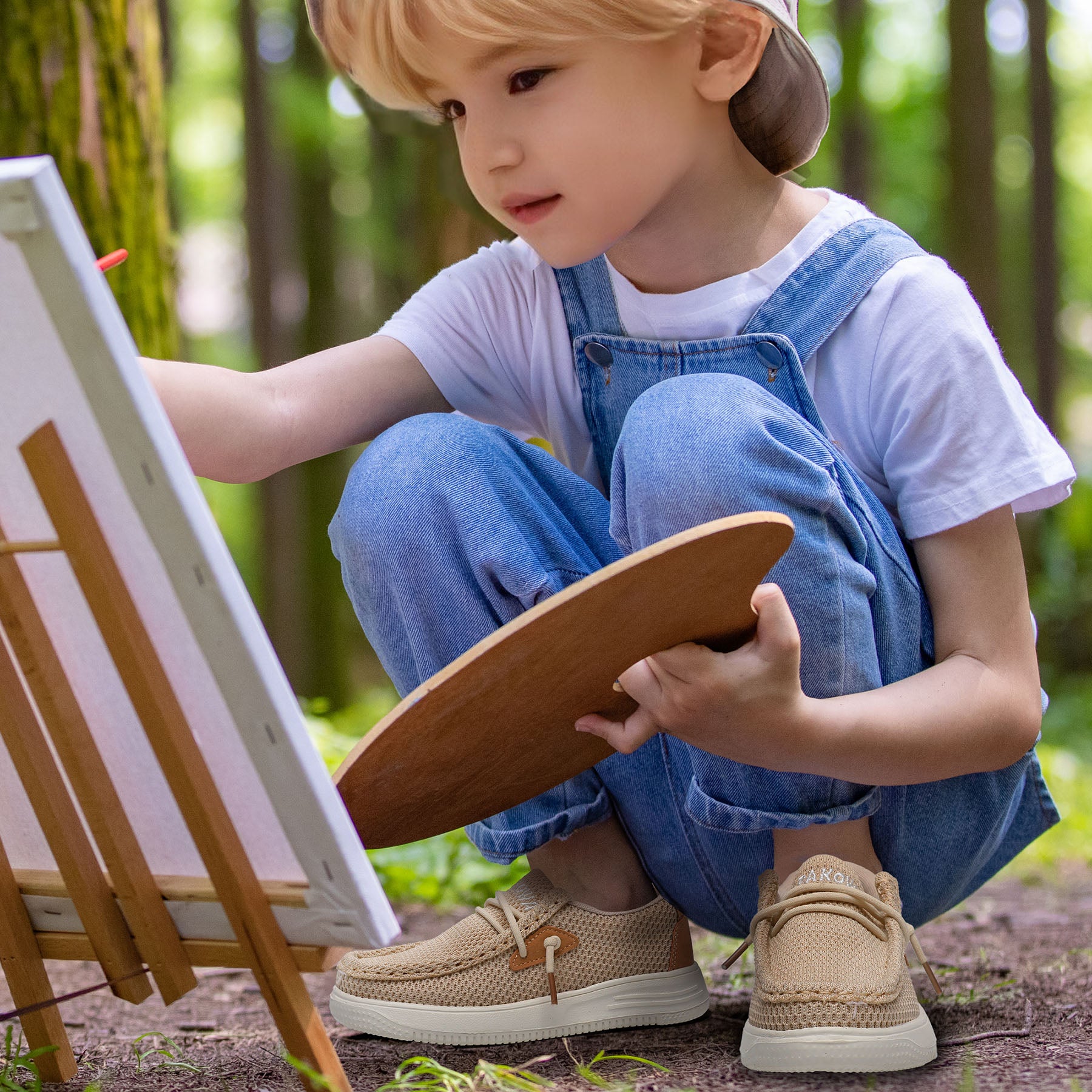 Apakowa Kids Boys Girls Loafers Slip-On Casual Walking Shoes-XFQ627-LightBrown