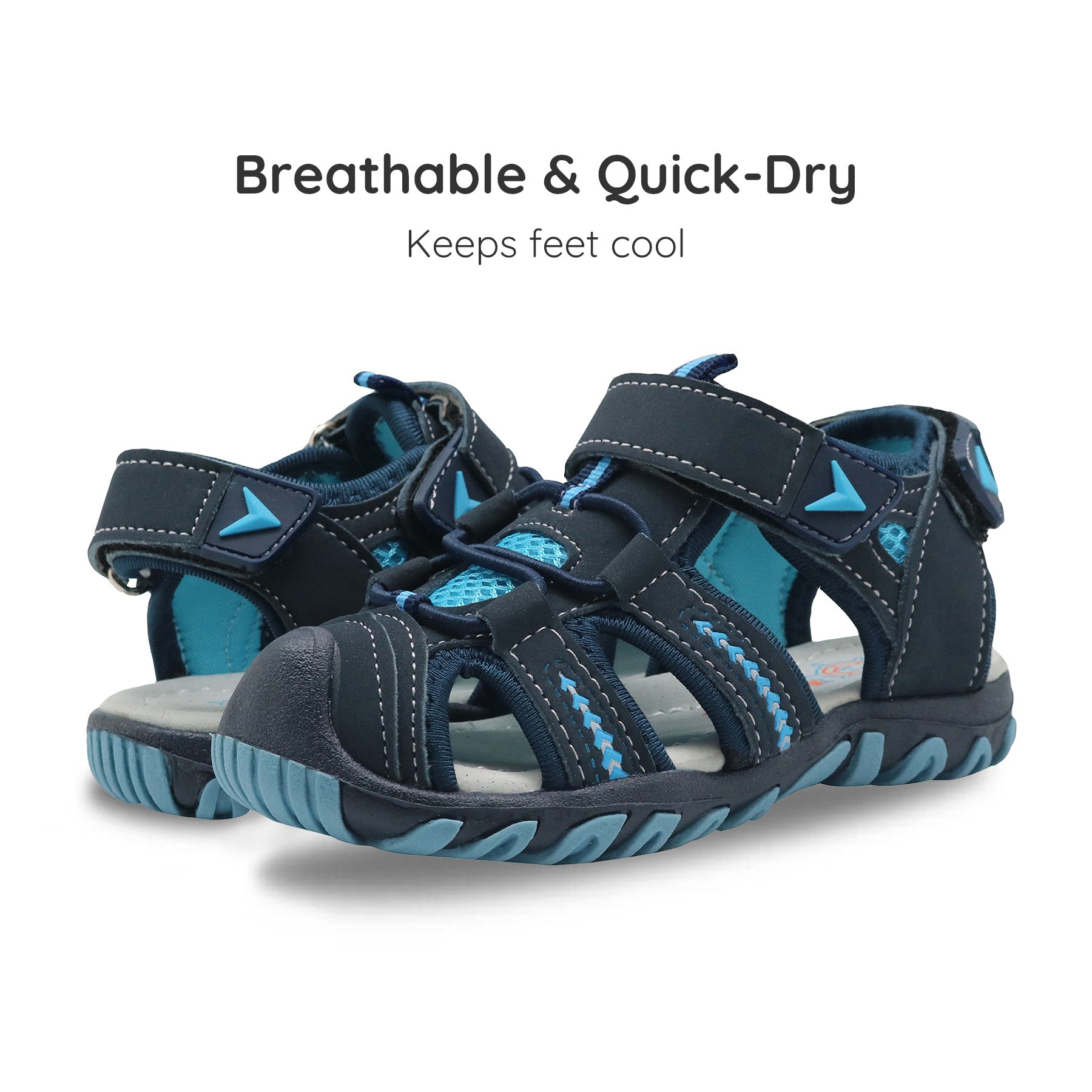 Apakowa Boys Sport Sandals with Arch Suppoer for Toddler Little Kid QDSFFAZ-Y605New-blue