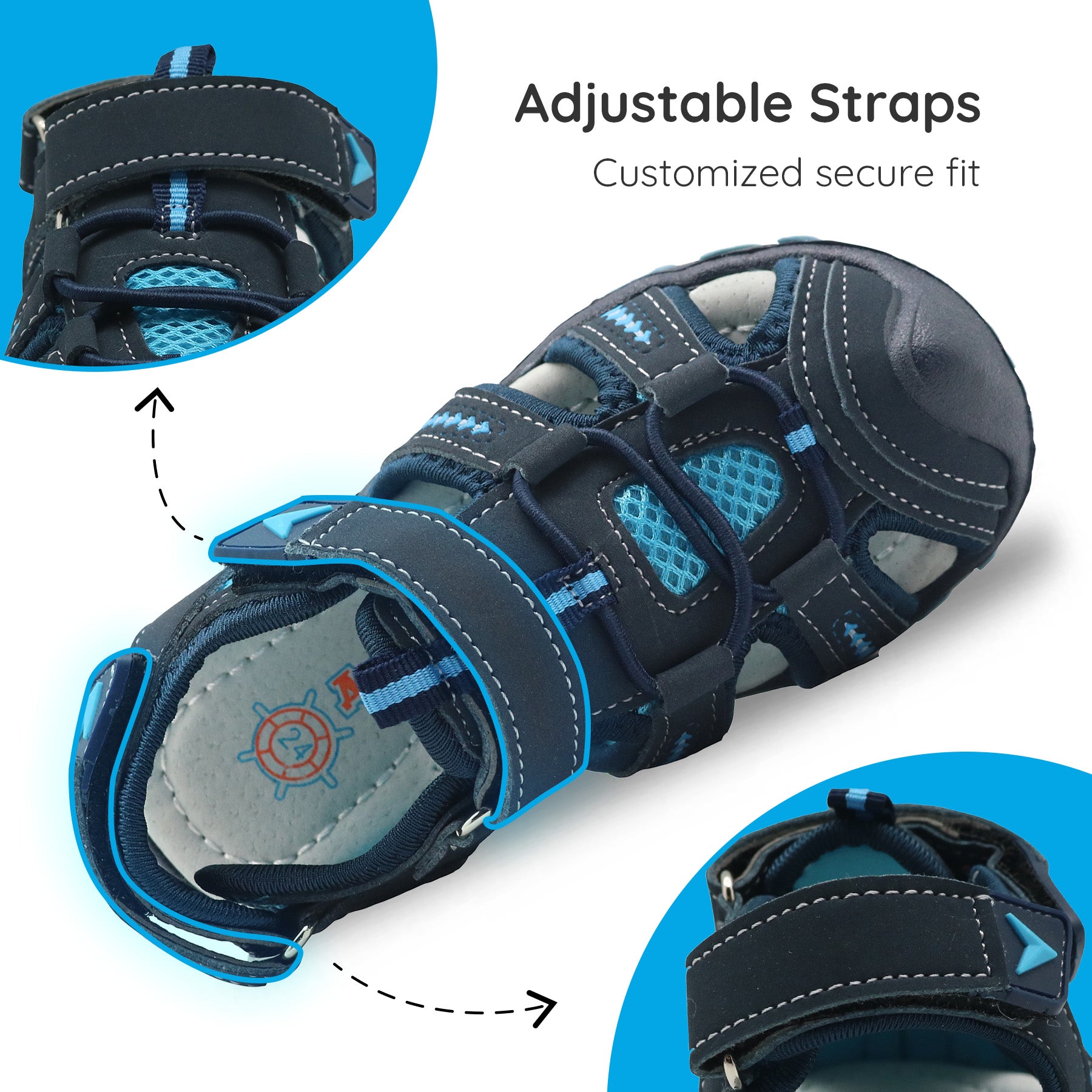 Apakowa Boys Sport Sandals with Arch Suppoer for Toddler Little Kid QDSFFAZ-Y605New-blue