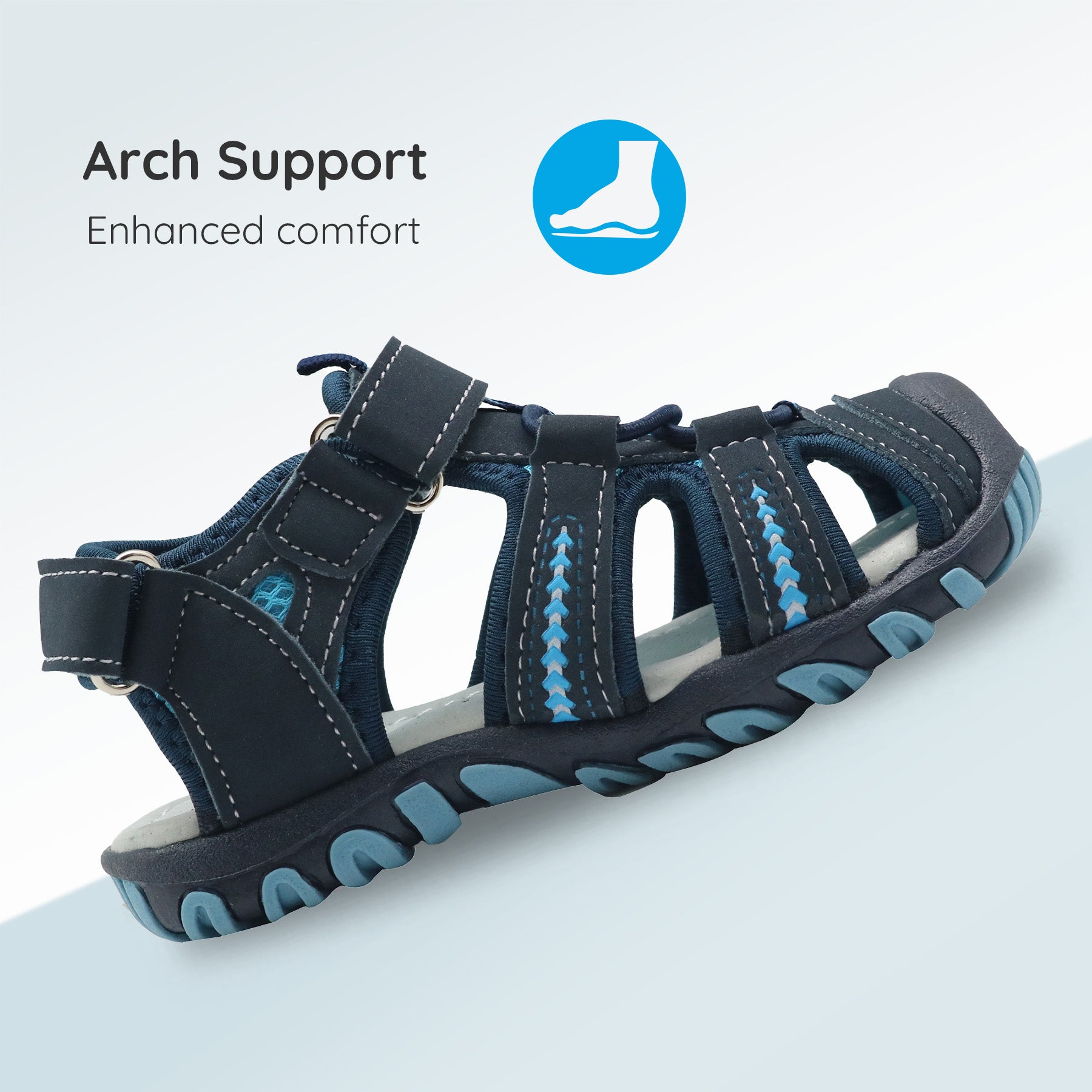 Apakowa Boys Sport Sandals with Arch Suppoer for Toddler Little Kid QDSFFAZ-Y605New-blue