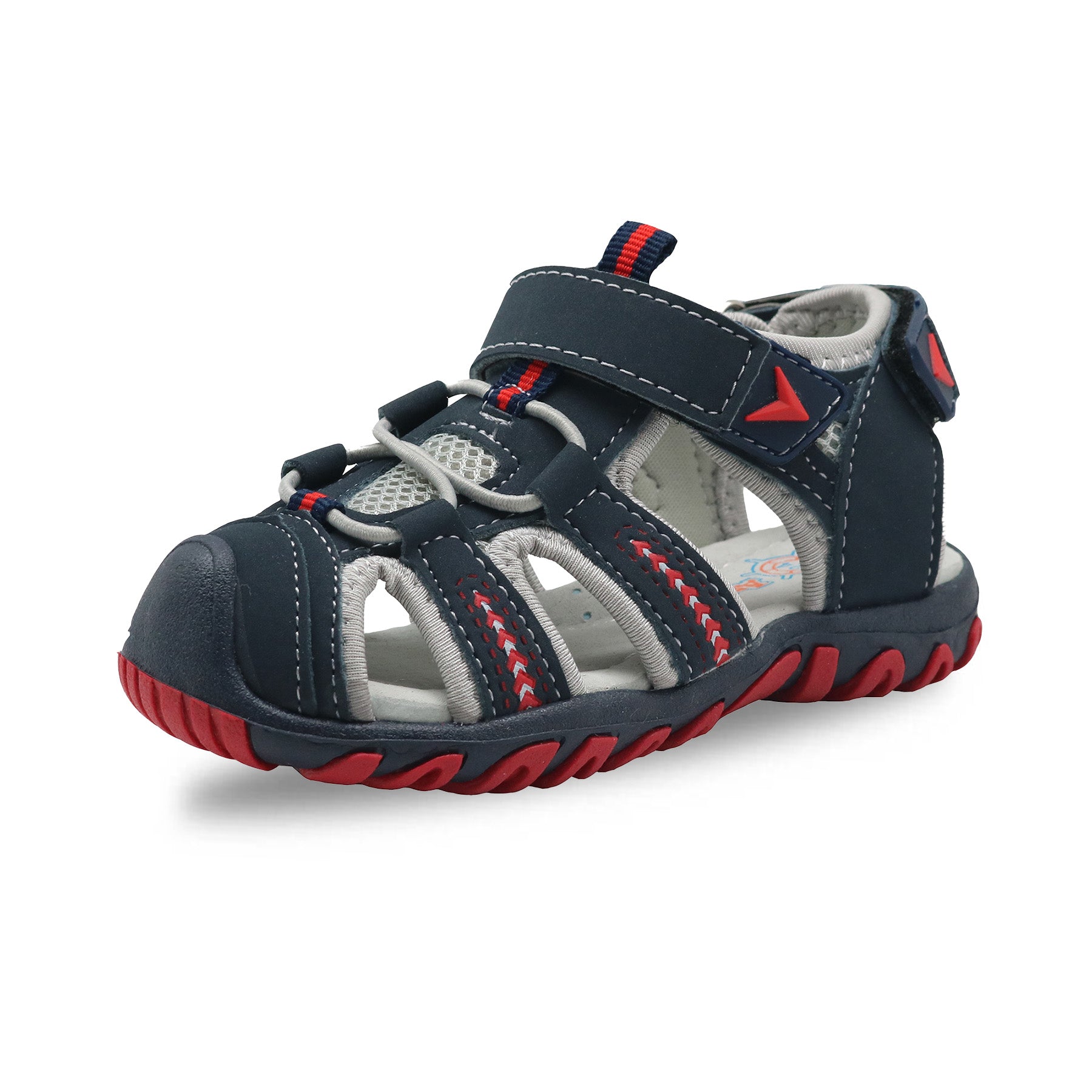 Apakowa Boys Sport Sandals with Arch Suppoer for Toddler Little Kid QDSFFAZ-Y605New-grey