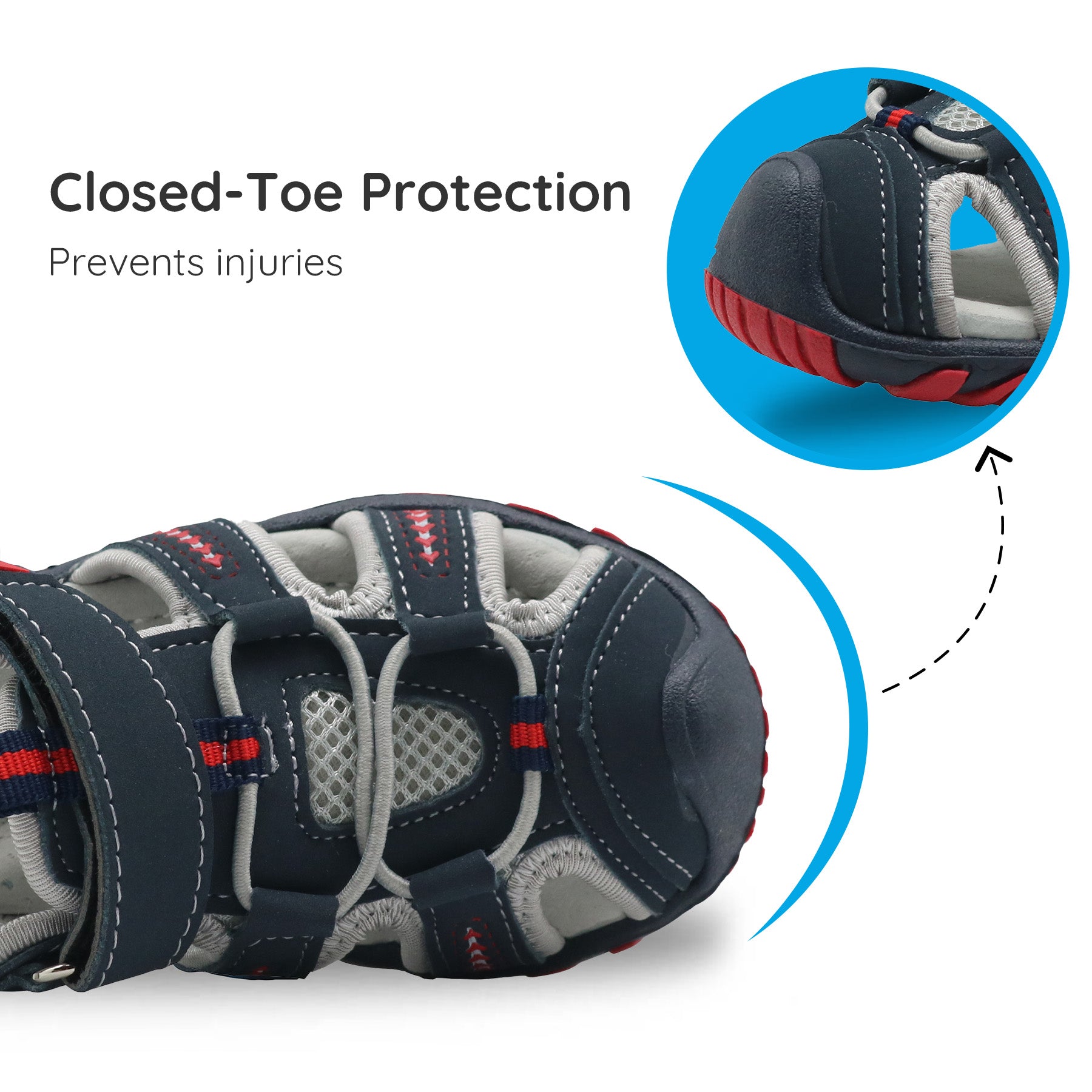 Apakowa Boys Sport Sandals with Arch Suppoer for Toddler Little Kid QDSFFAZ-Y605New-grey