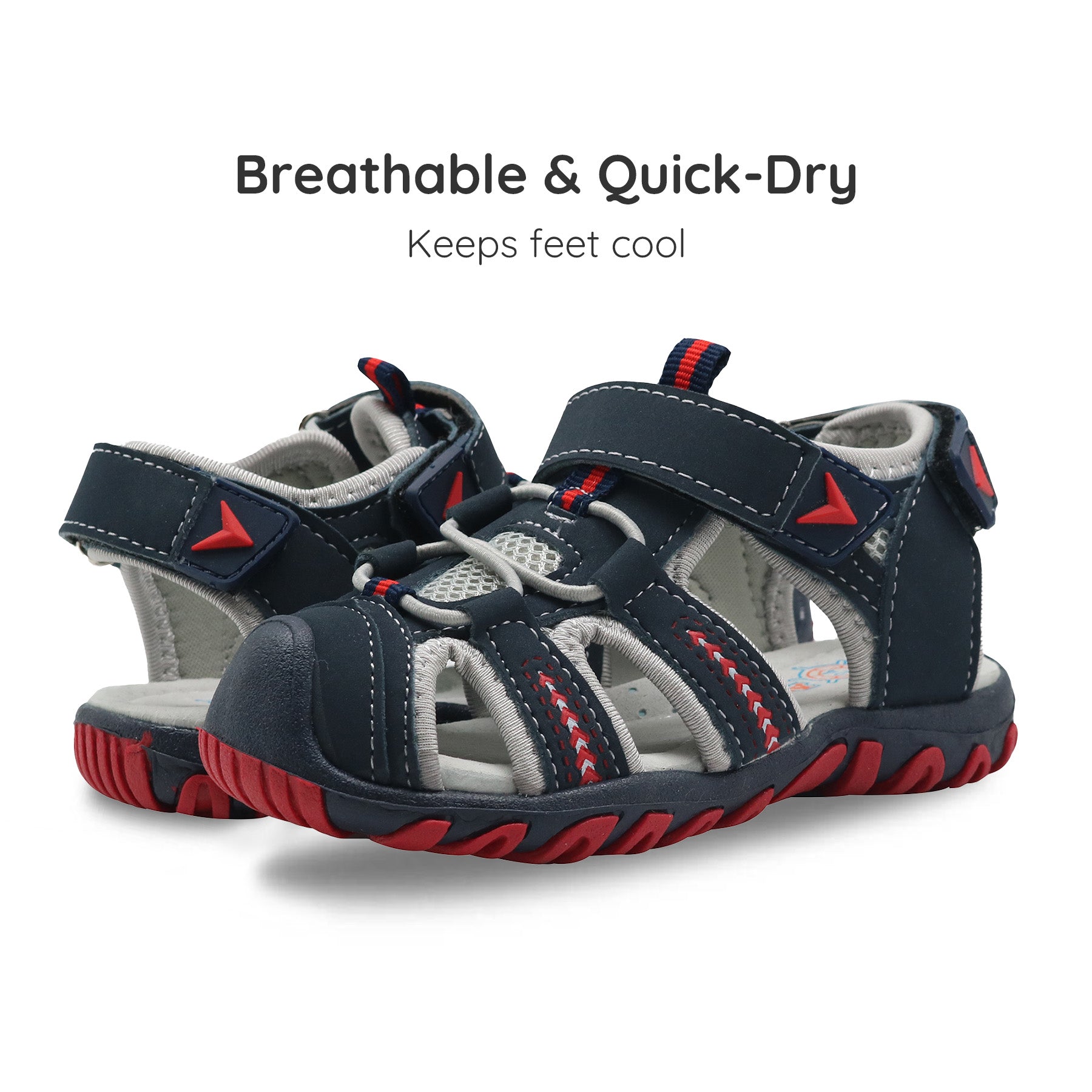 Apakowa Boys Sport Sandals with Arch Suppoer for Toddler Little Kid QDSFFAZ-Y605New-grey