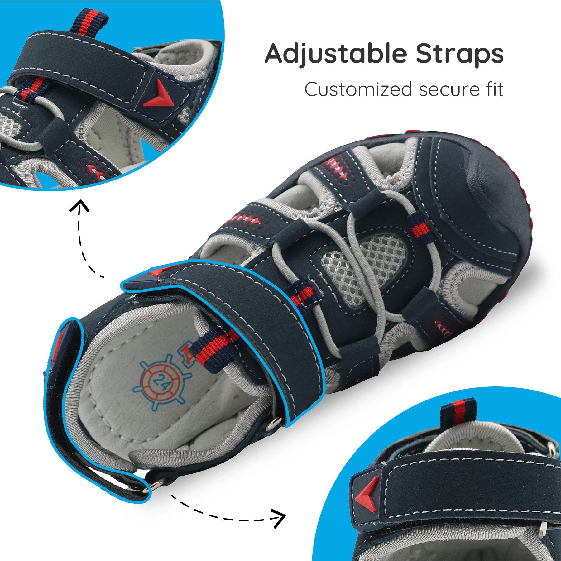 Apakowa Boys Sport Sandals with Arch Suppoer for Toddler Little Kid QDSFFAZ-Y605New-grey