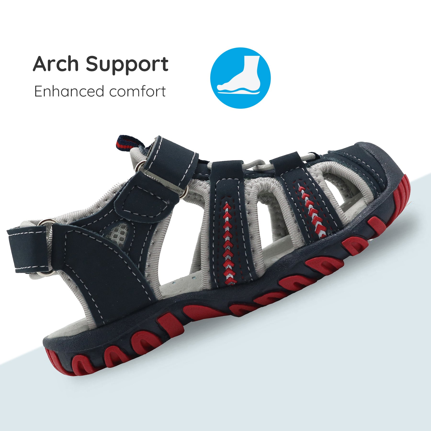 Apakowa Boys Sport Sandals with Arch Suppoer for Toddler Little Kid QDSFFAZ-Y605New-grey