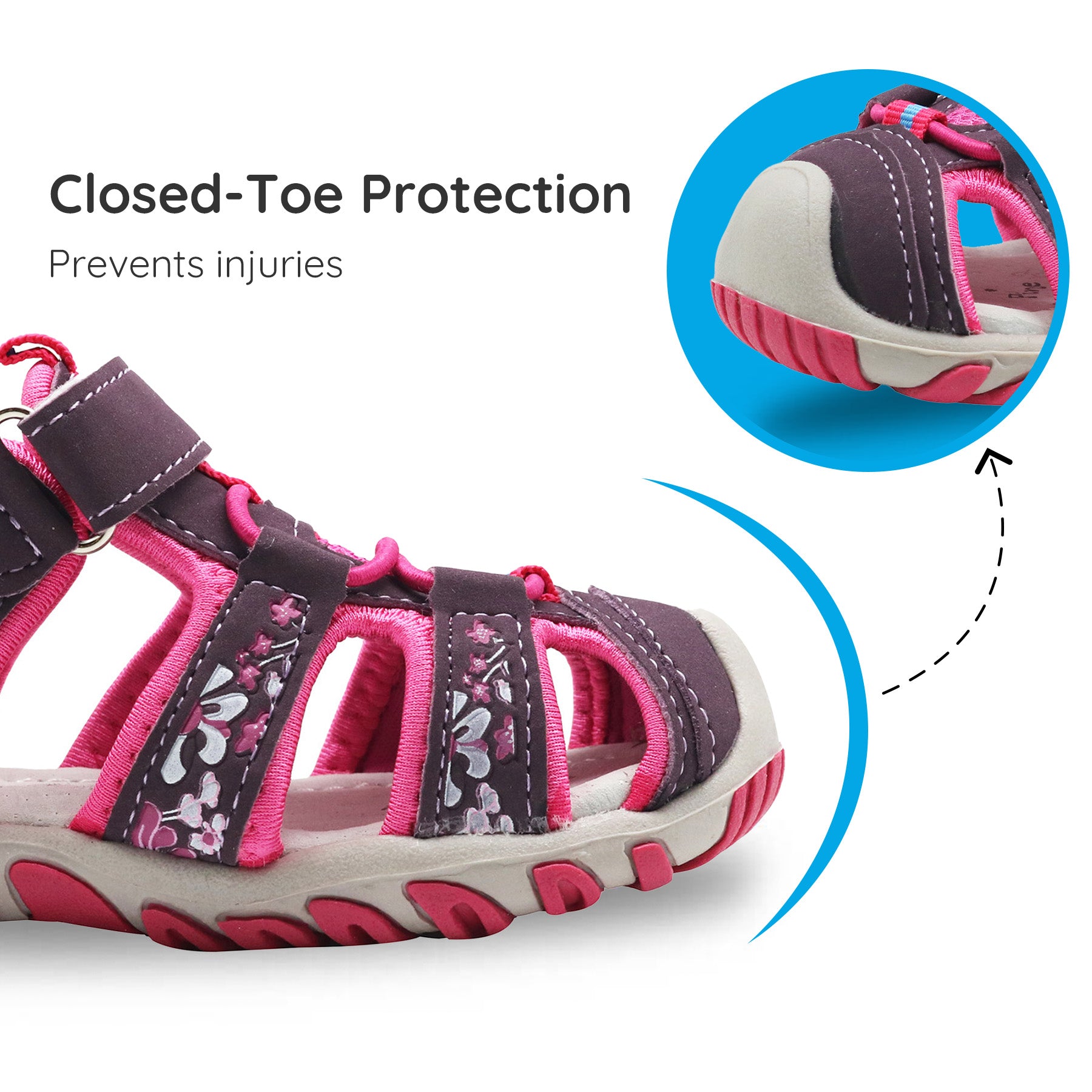 Apakowa Girls Sport Sandals with Arch Suppoer for Toddler Little Kid QDSFFAZ-Y607New-purple