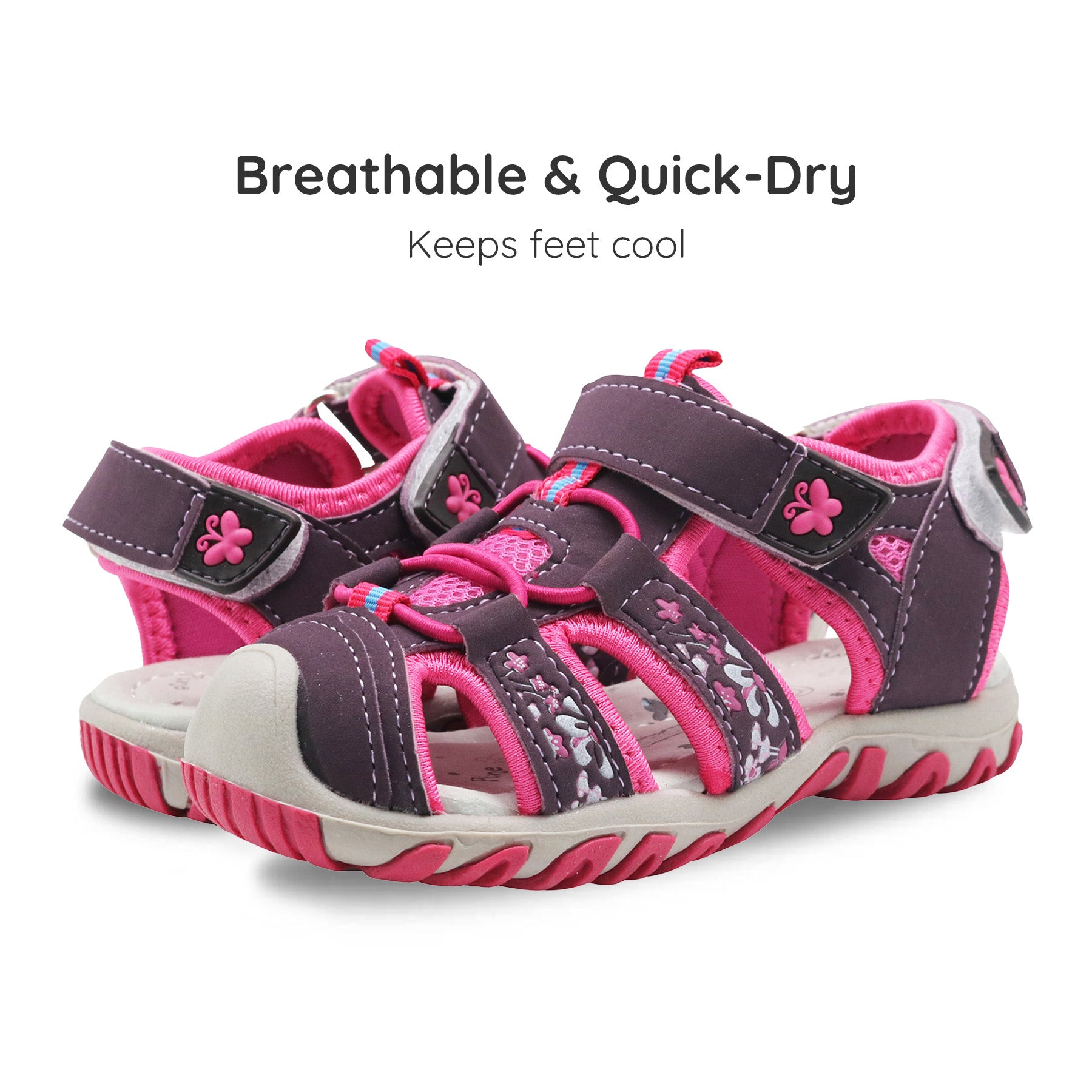 Apakowa Girls Sport Sandals with Arch Suppoer for Toddler Little Kid QDSFFAZ-Y607New-purple